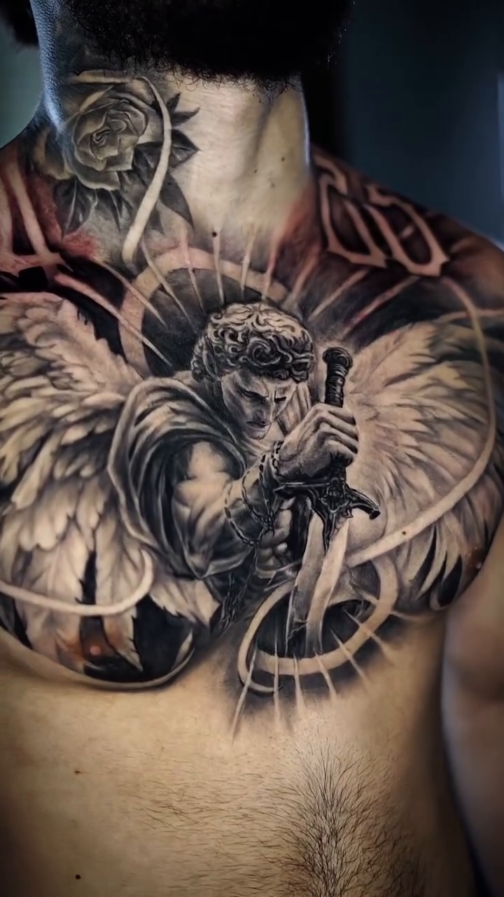 Tattoo by @angelo_tattooink — realism, black_and_grey