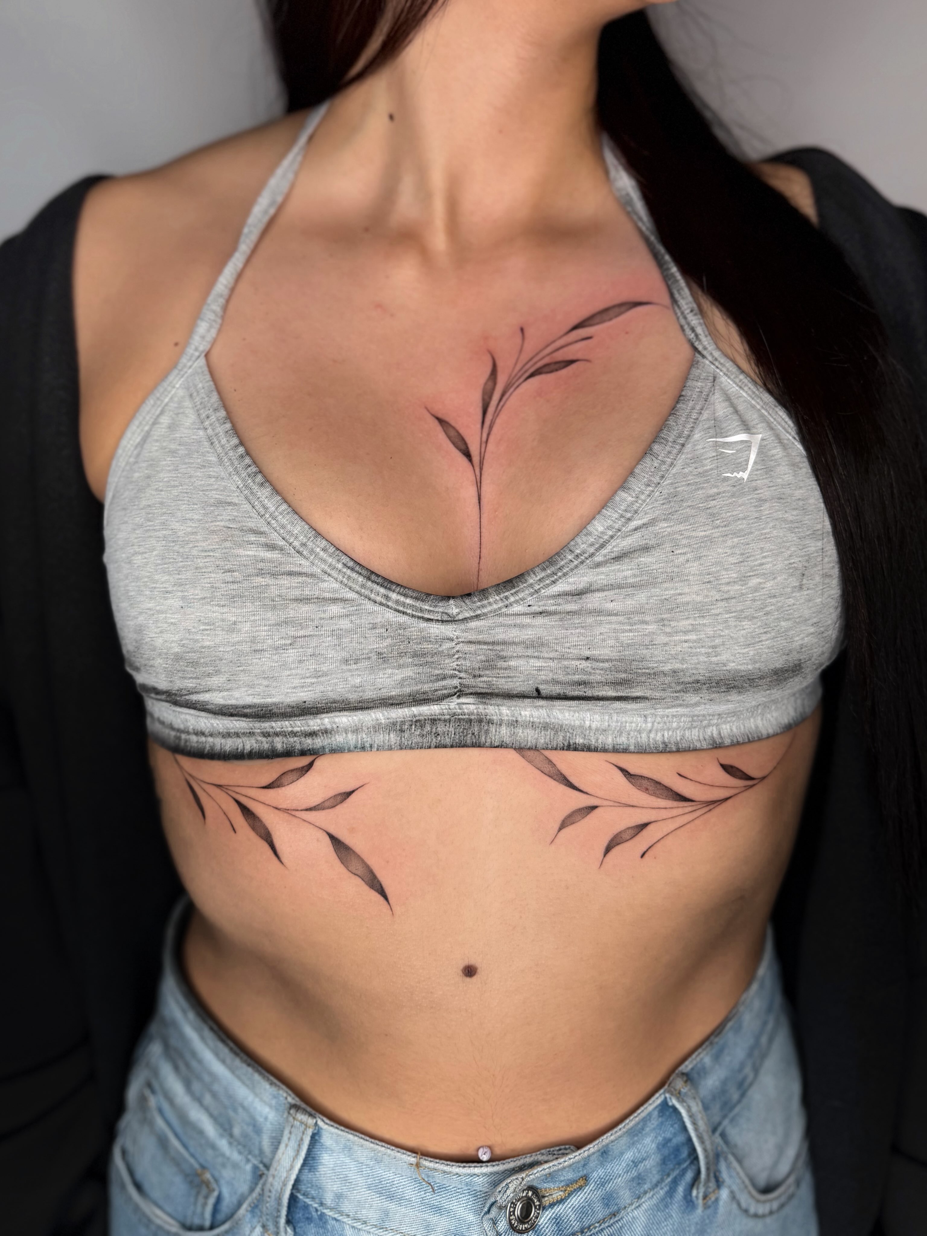 Branch black and grey tattoo on the chest by ꜰɪɴᴇ ʟɪɴᴇ ᴛᴀᴛᴛᴏᴏꜱ