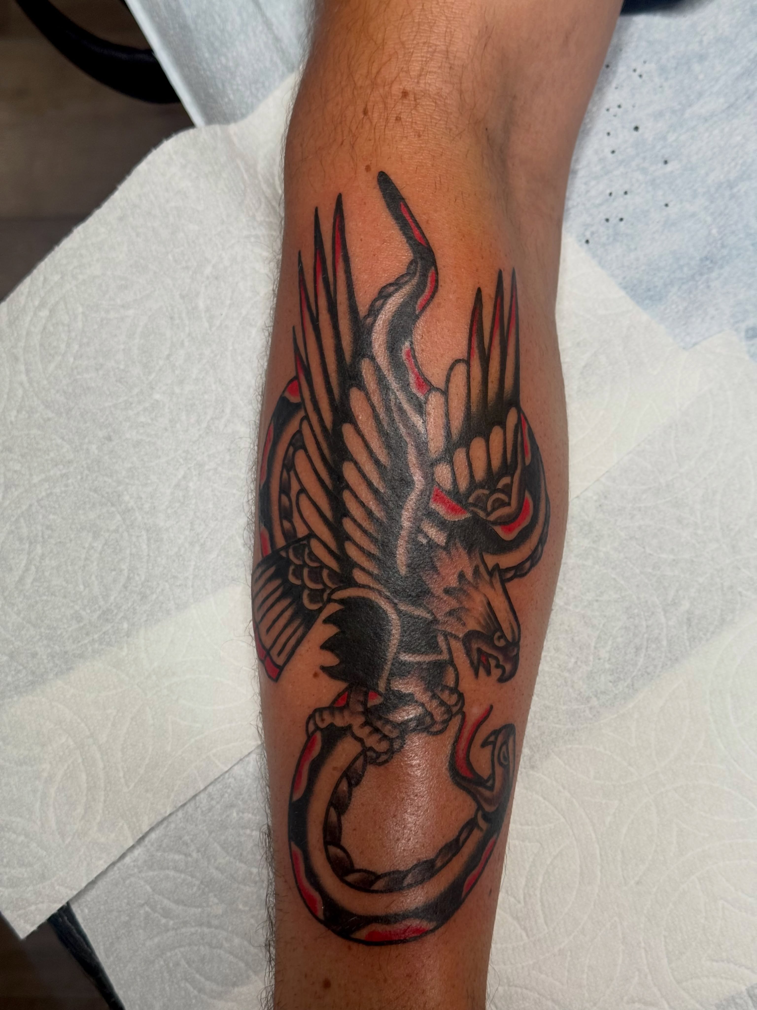Eagle American traditional tattoo on the forearm by San Diego Tattoo Artist - 𝔍𝔞𝔠𝔬𝔟 𝔓𝔞𝔫𝔦𝔞𝔤𝔲𝔞