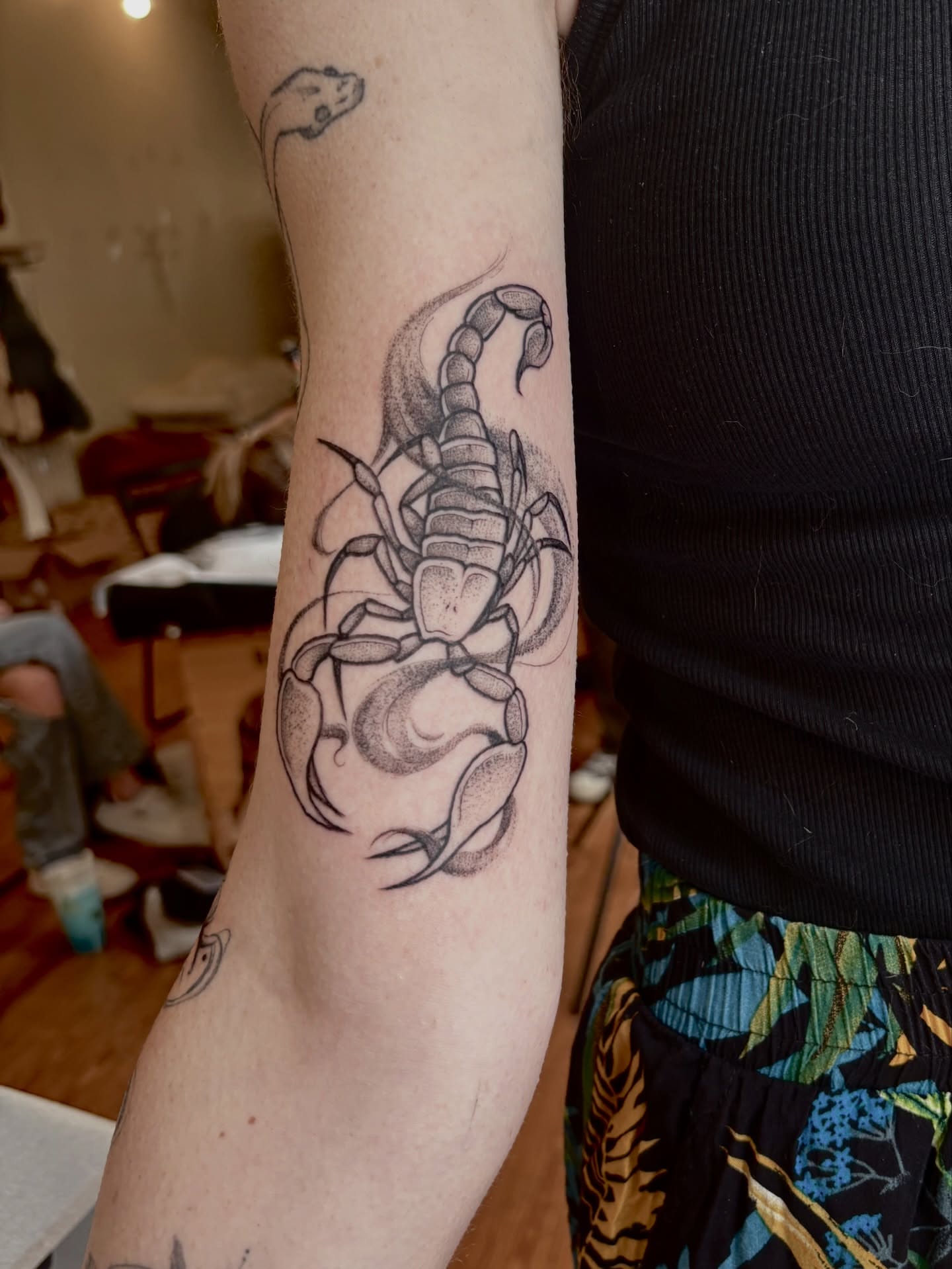 Scorpion dotwork tattoo on the forearm by V ☆ Cincinnati Tattoo Artist