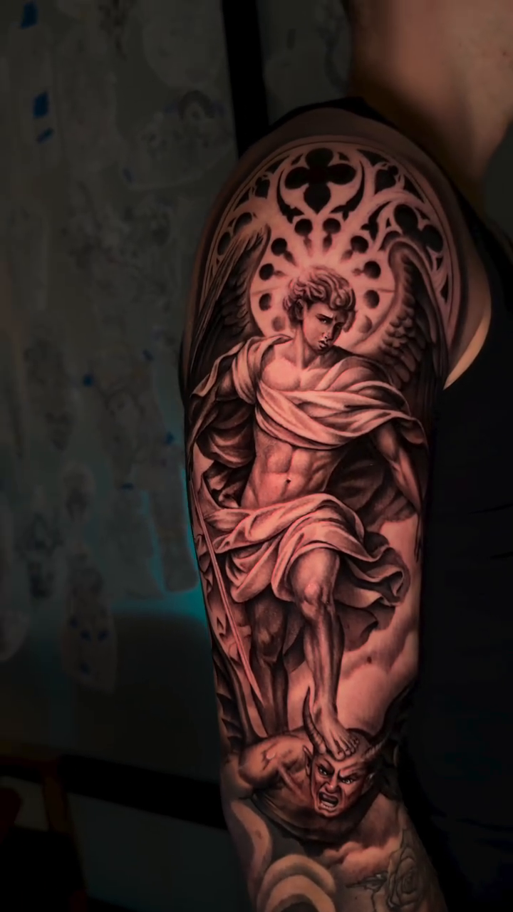 Angelic figure realism tattoo by Denver Tattoo Artist