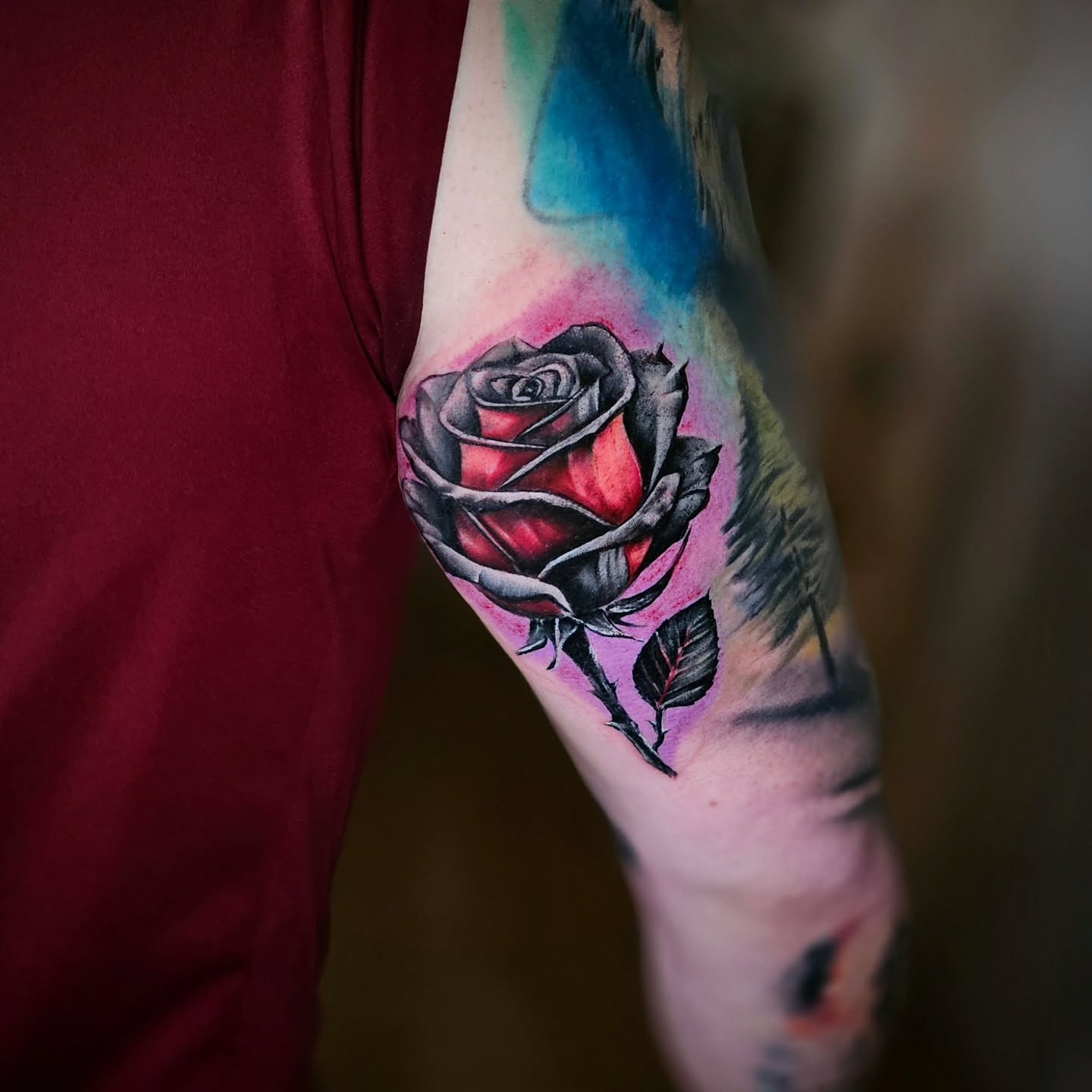 Rose realism tattoo on the forearm by Justin J-rust Smith