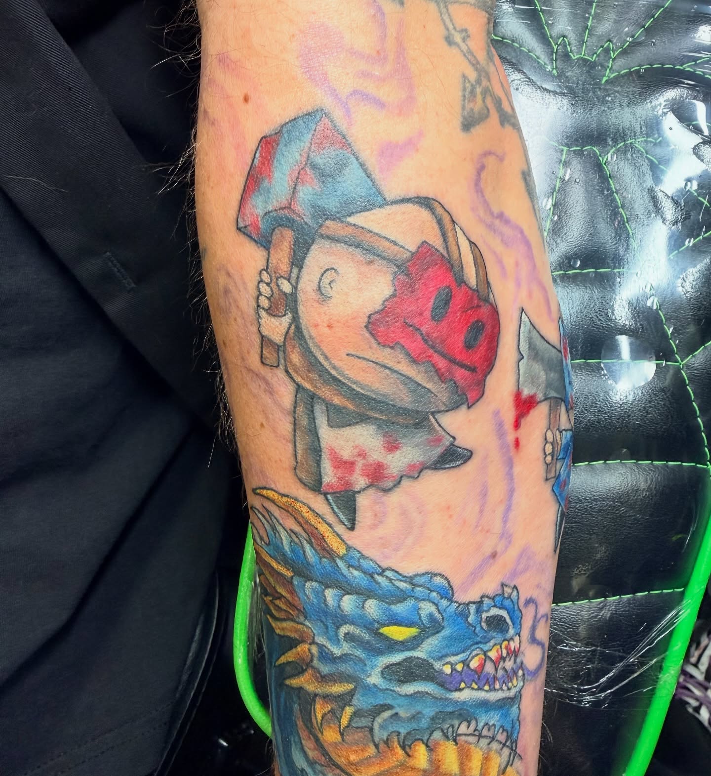 Cartoon character American traditional tattoo on the forearm by Stephanie Comito-Stephens