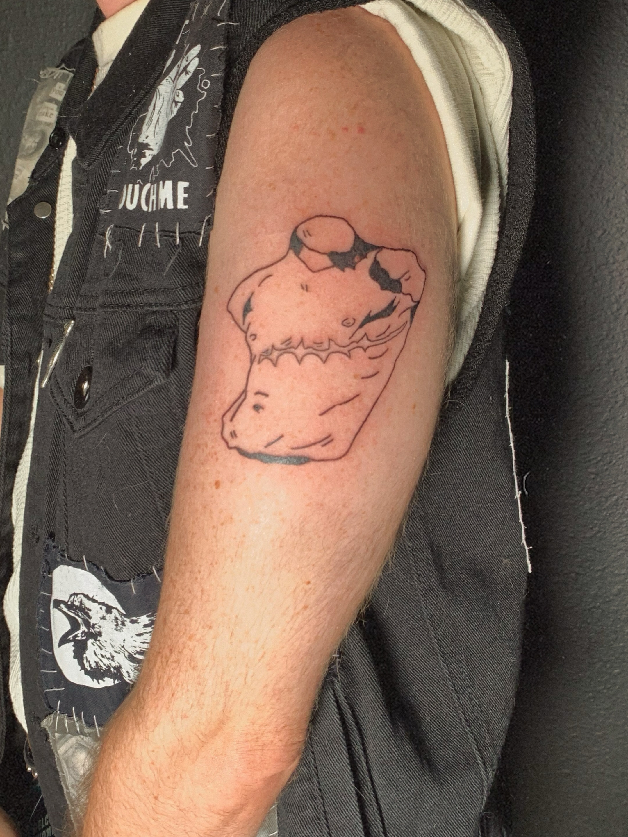 Sumo wrestler black and grey tattoo on the forearm by charles