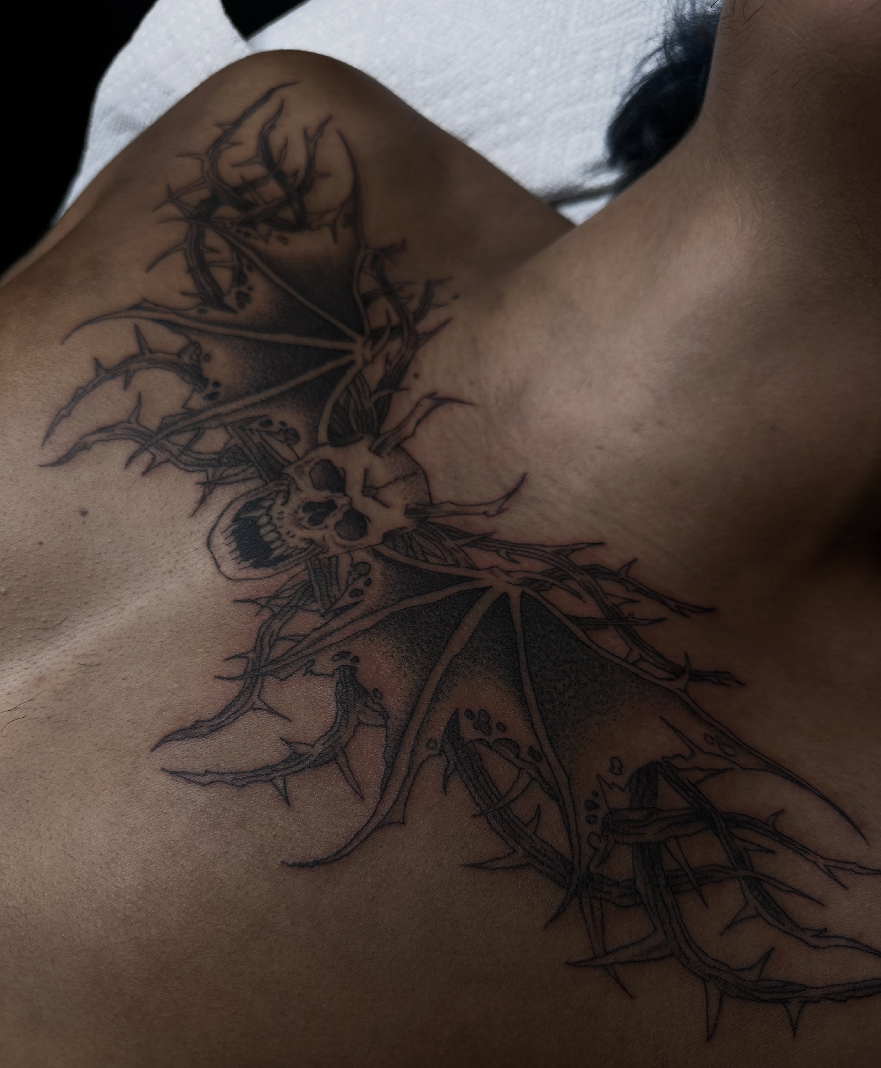 Tattoo by @countmia — black_and_grey, dark_realism