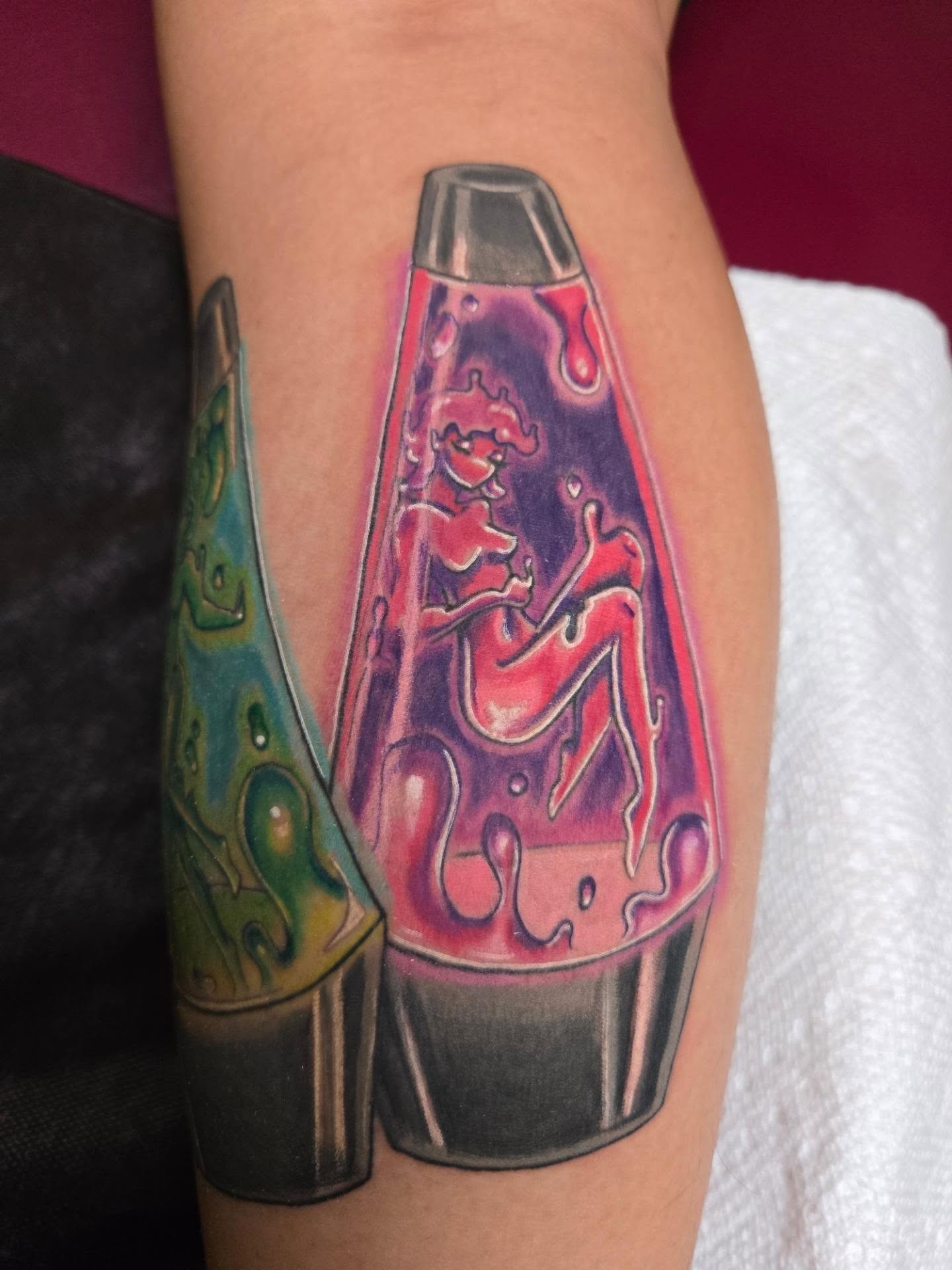 Lava lamp realism tattoo on the forearm by Irma π€β¨, Las Vegas, Nevada