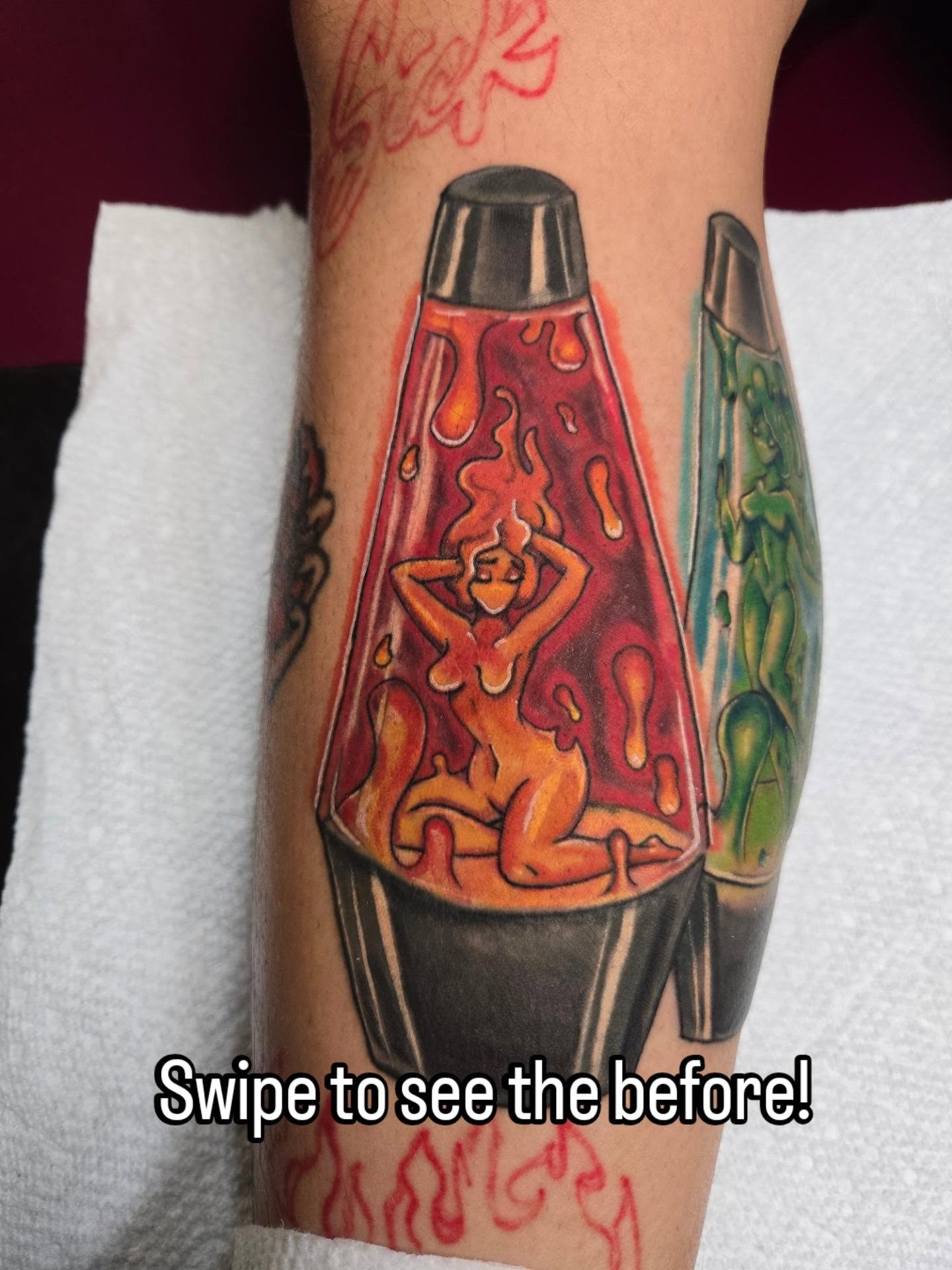 Lava lamp new school tattoo on the forearm by Irma π€β¨, Las Vegas, Nevada
