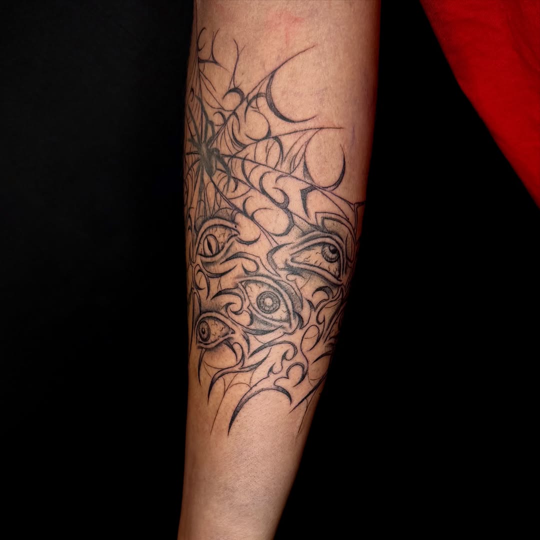 Eyes and swirls tribal tattoo on the forearm by ๐๐ญ๐ฆ๐จ๐ณ๐ข โ๐๐ฆ๐จโ ๐ฆต