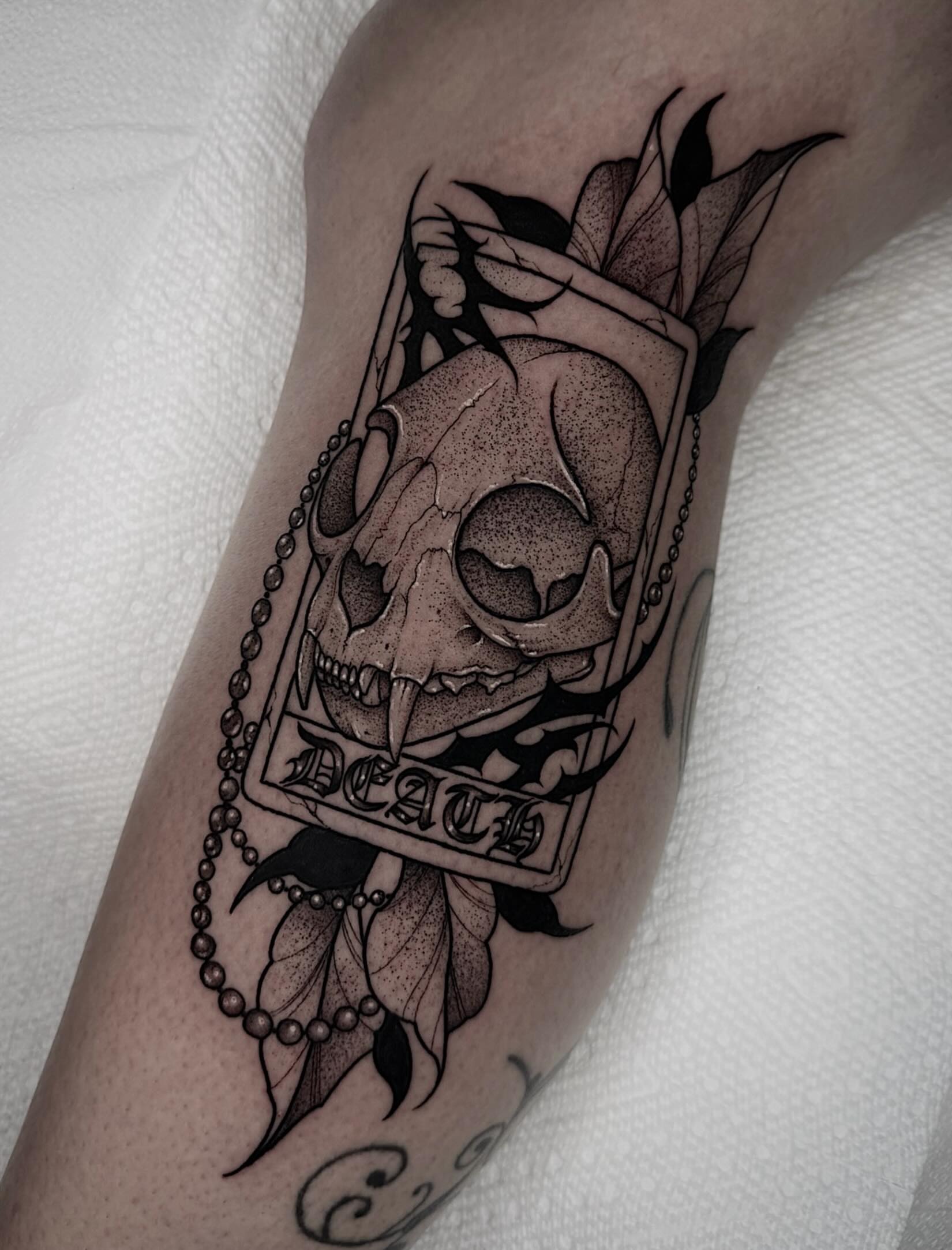 Tattoo by @brii.fletchtattoos β dotwork, black_and_grey