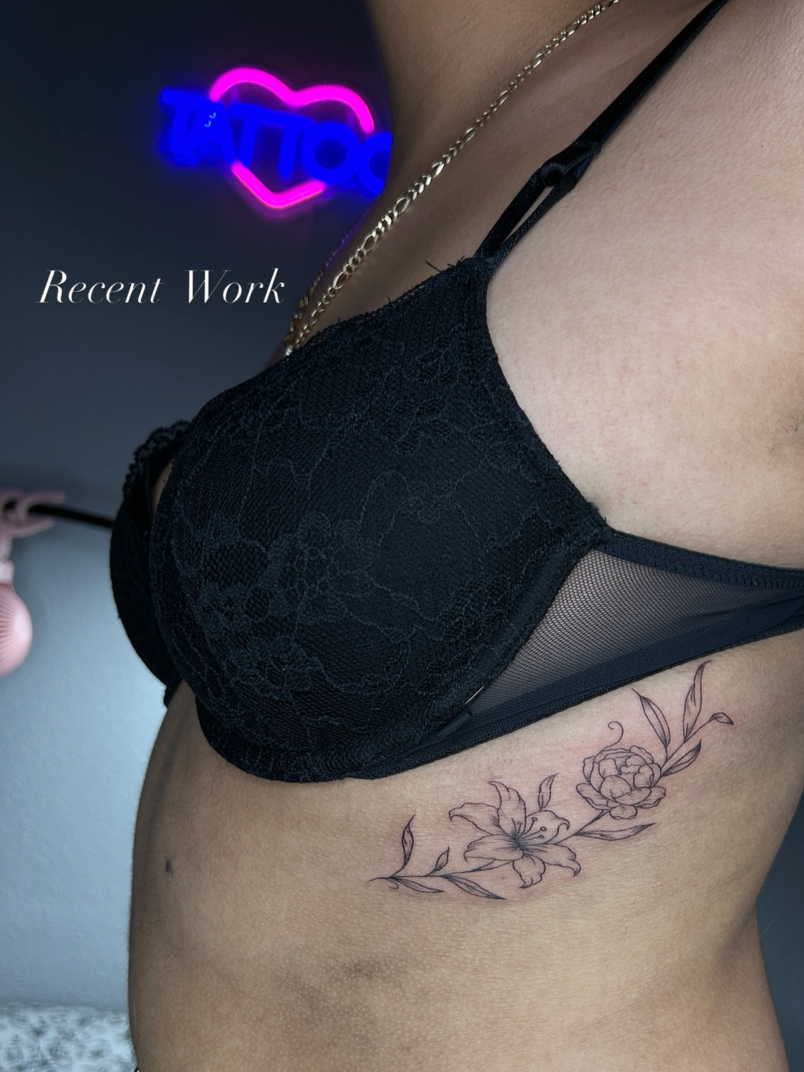 Flower black and grey tattoo on the ribs by @tattoosbyskyeee