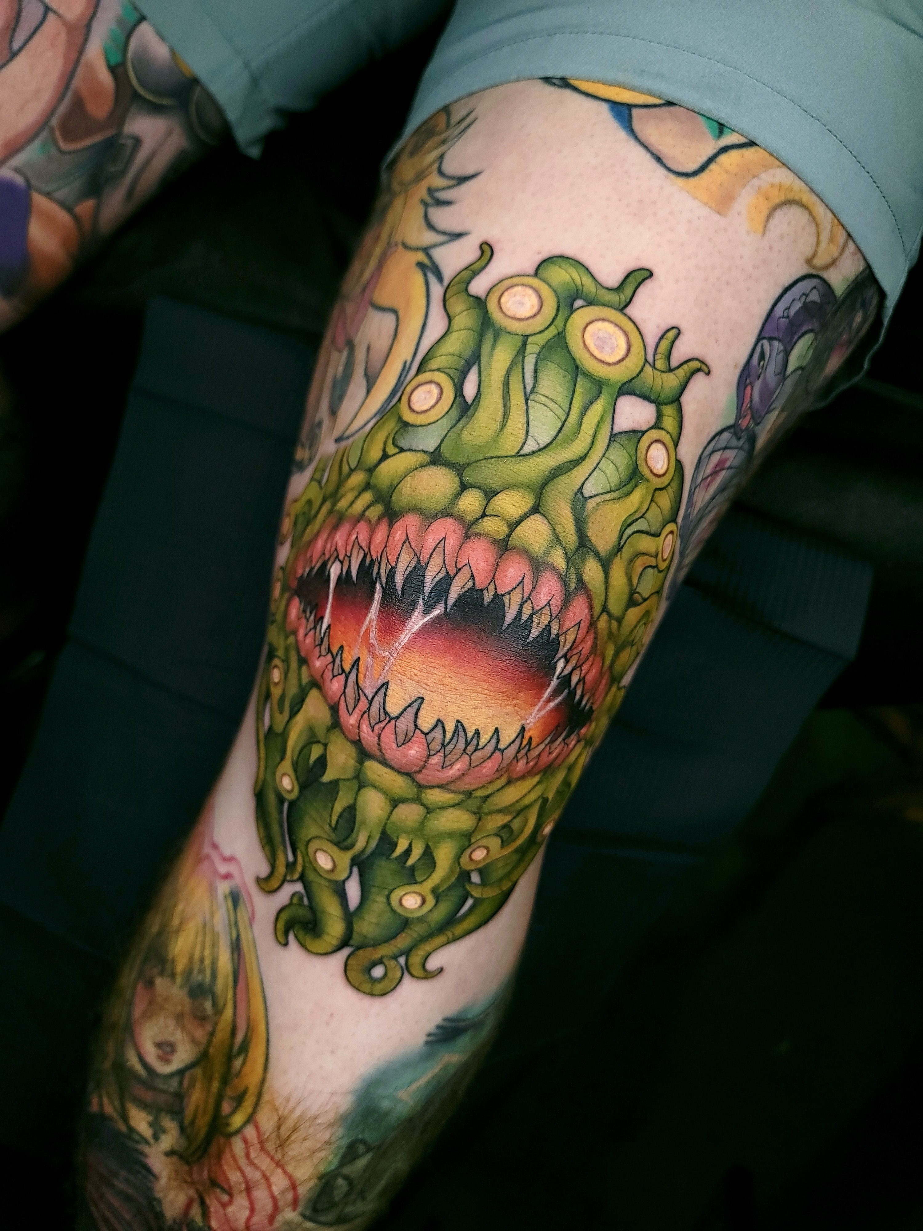 Monster American traditional tattoo on the thigh by πΌπππΎππΌ π
πΌππππ