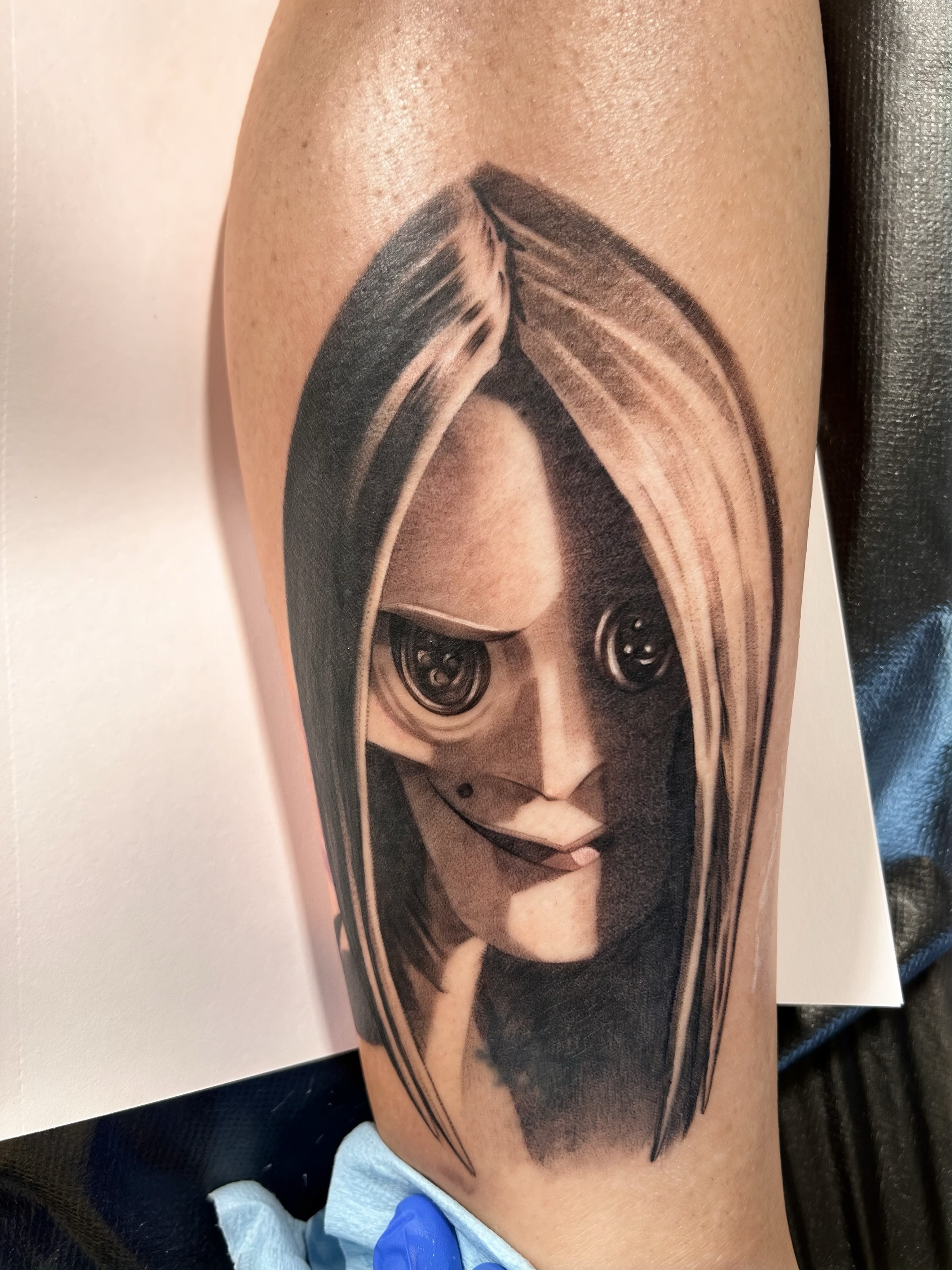 Mask realism tattoo on the forearm by Tattoos by Anthony Davis