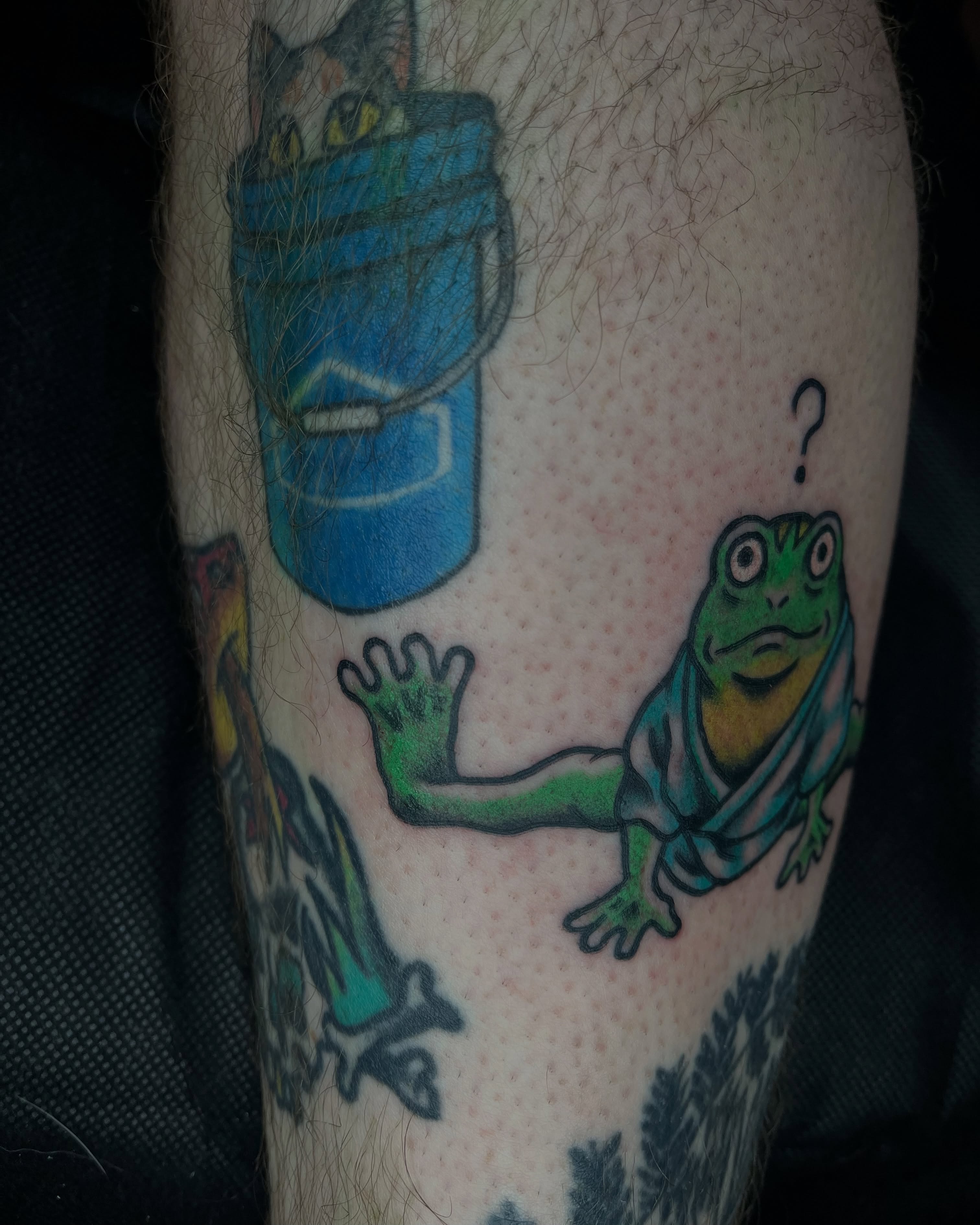 Frog and bucket American traditional tattoo on the forearm by Autumn**🍓NOW BOOKING
