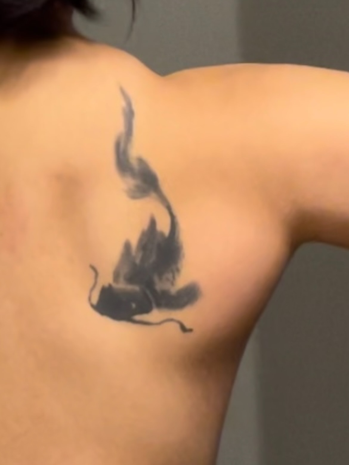 Fish black and grey tattoo on the back by 🌛 Lê Huỳnh🌜, Dallas, Texas