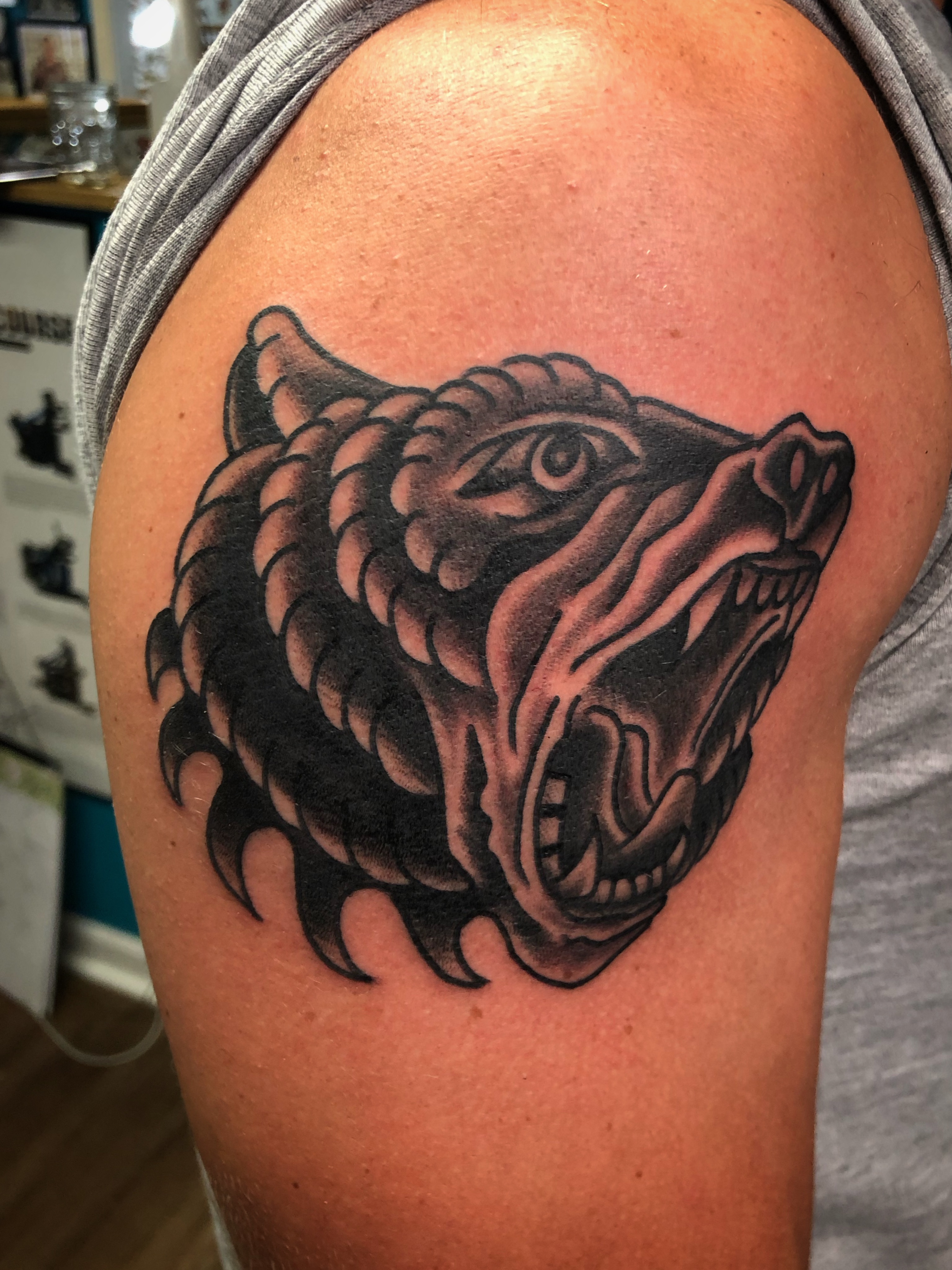 Tattoo by @marble_tattoos — black_and_grey