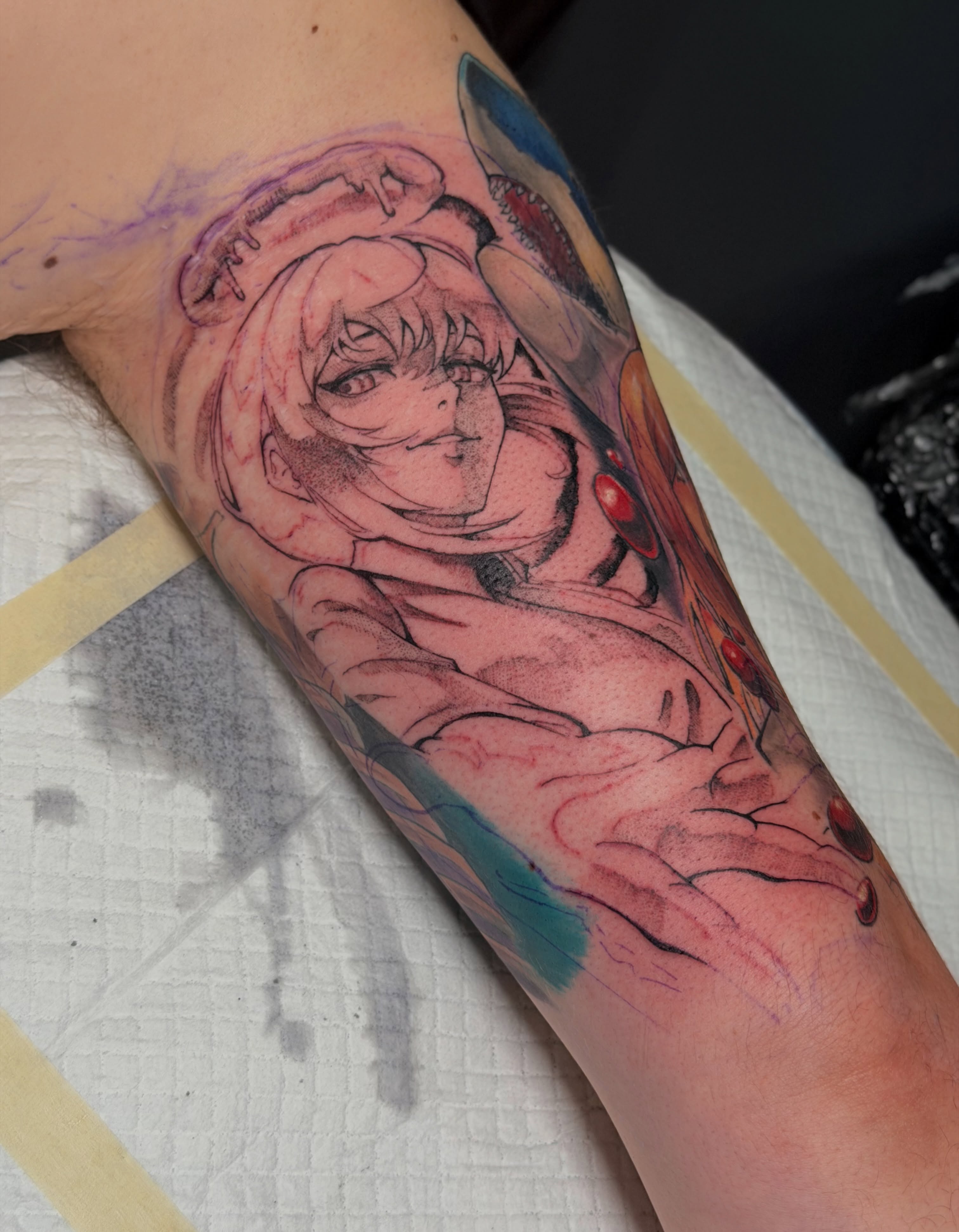 Tattoo by @mugen.xiii — anime, watercolor