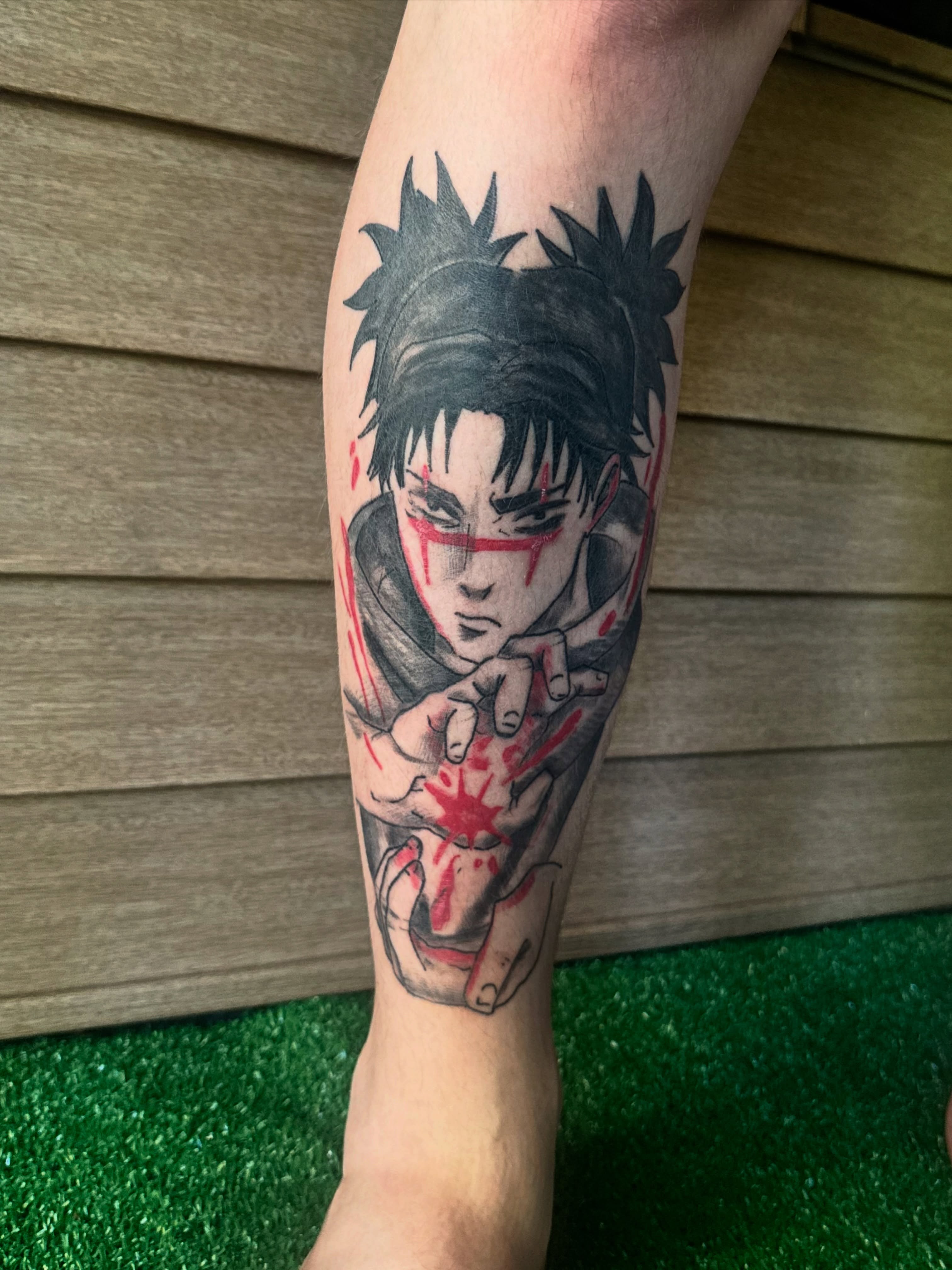 Anime character anime tattoo on the forearm by Lexy