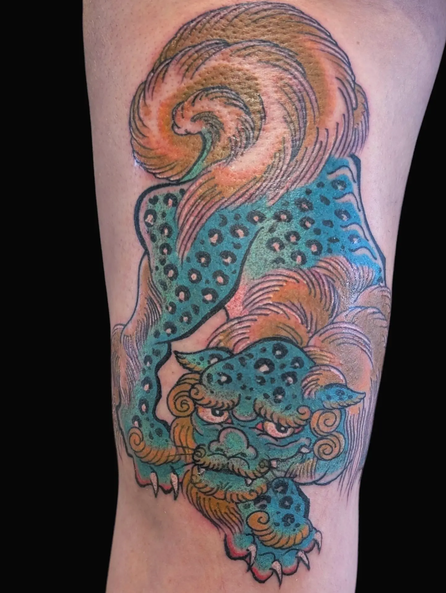 Dragon dotwork tattoo on the forearm by Angela Mukai