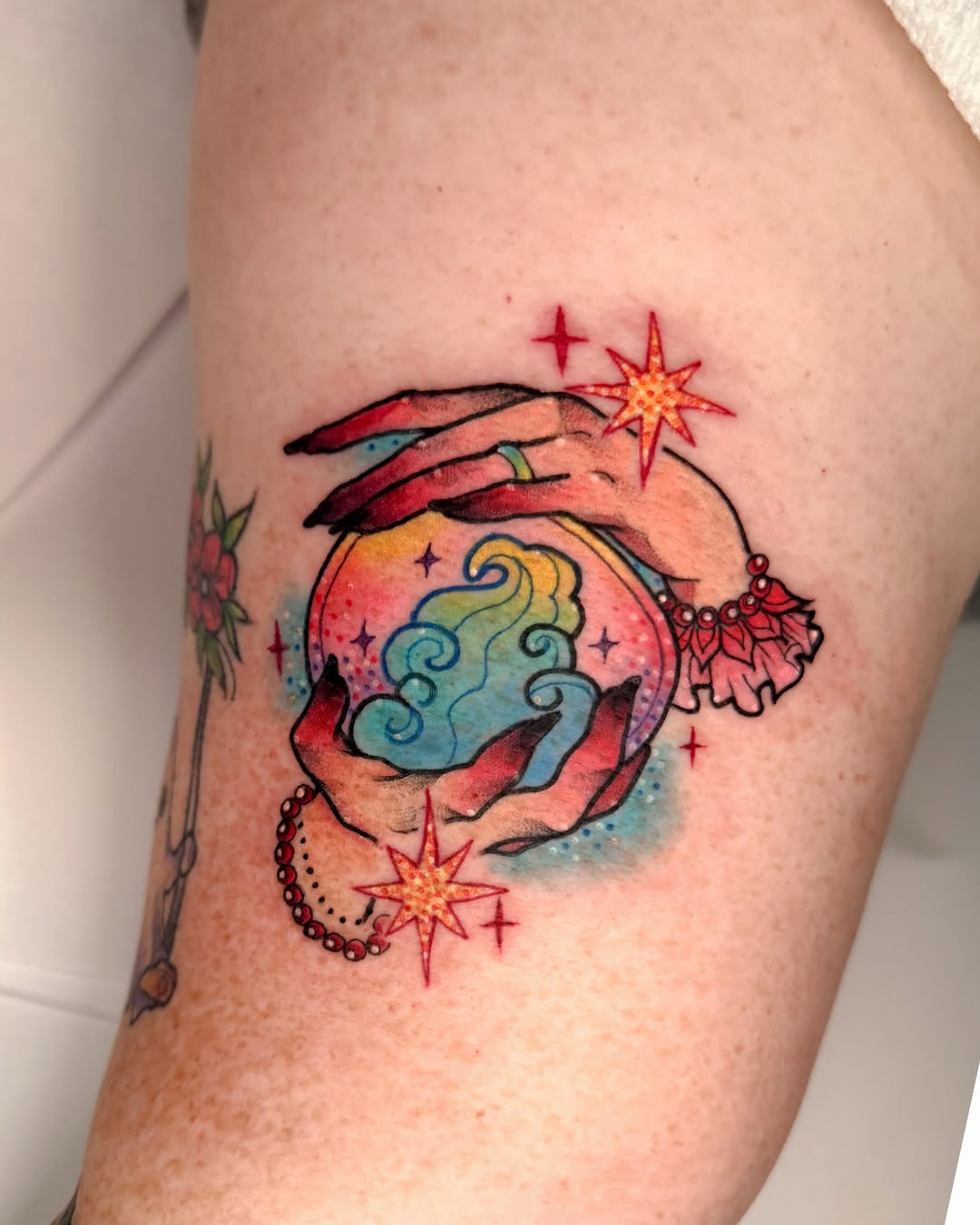 Tattoo by @nitelite.tattoos — watercolor, dotwork