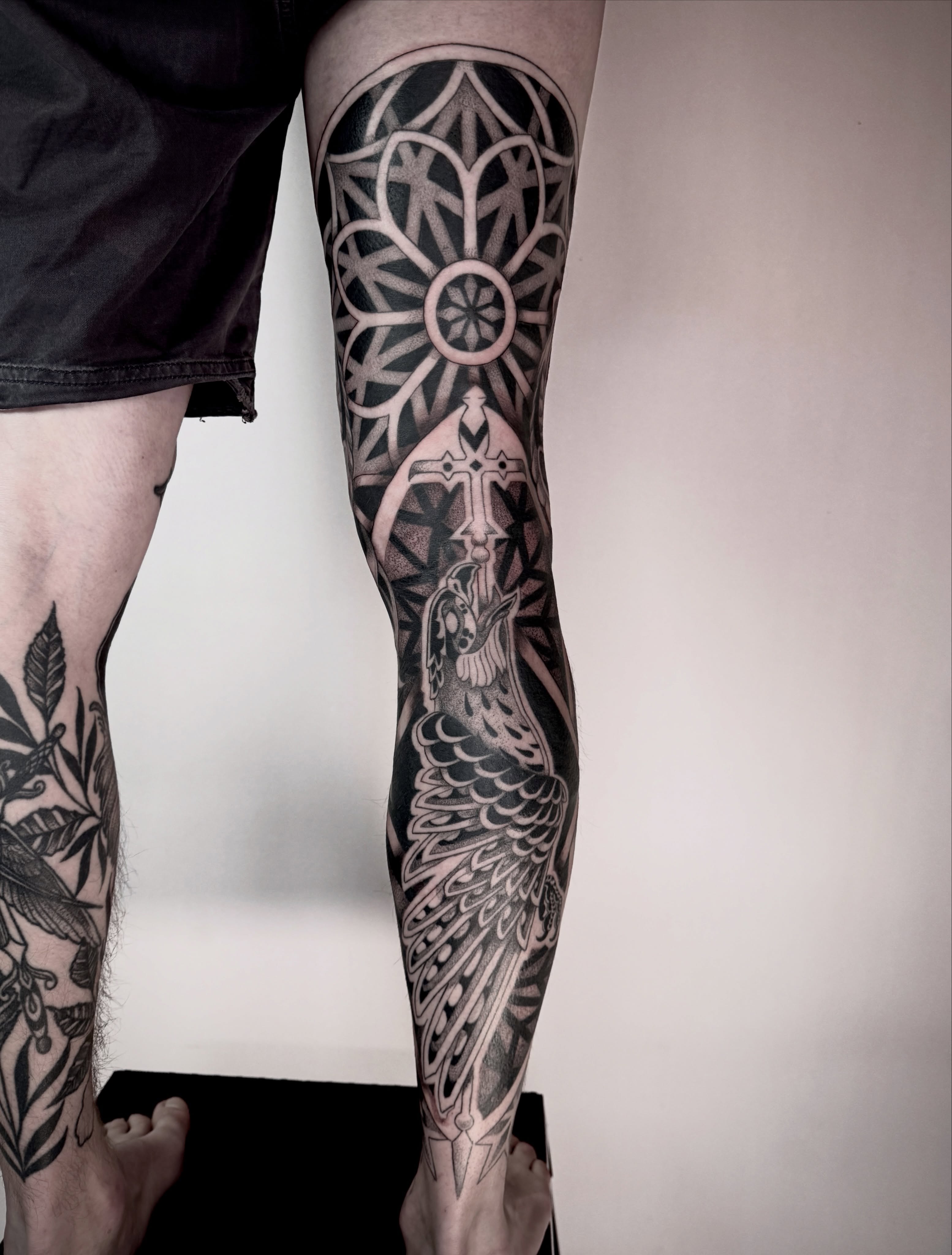 Tattoo by @ghostriverart — black_and_grey, geometric