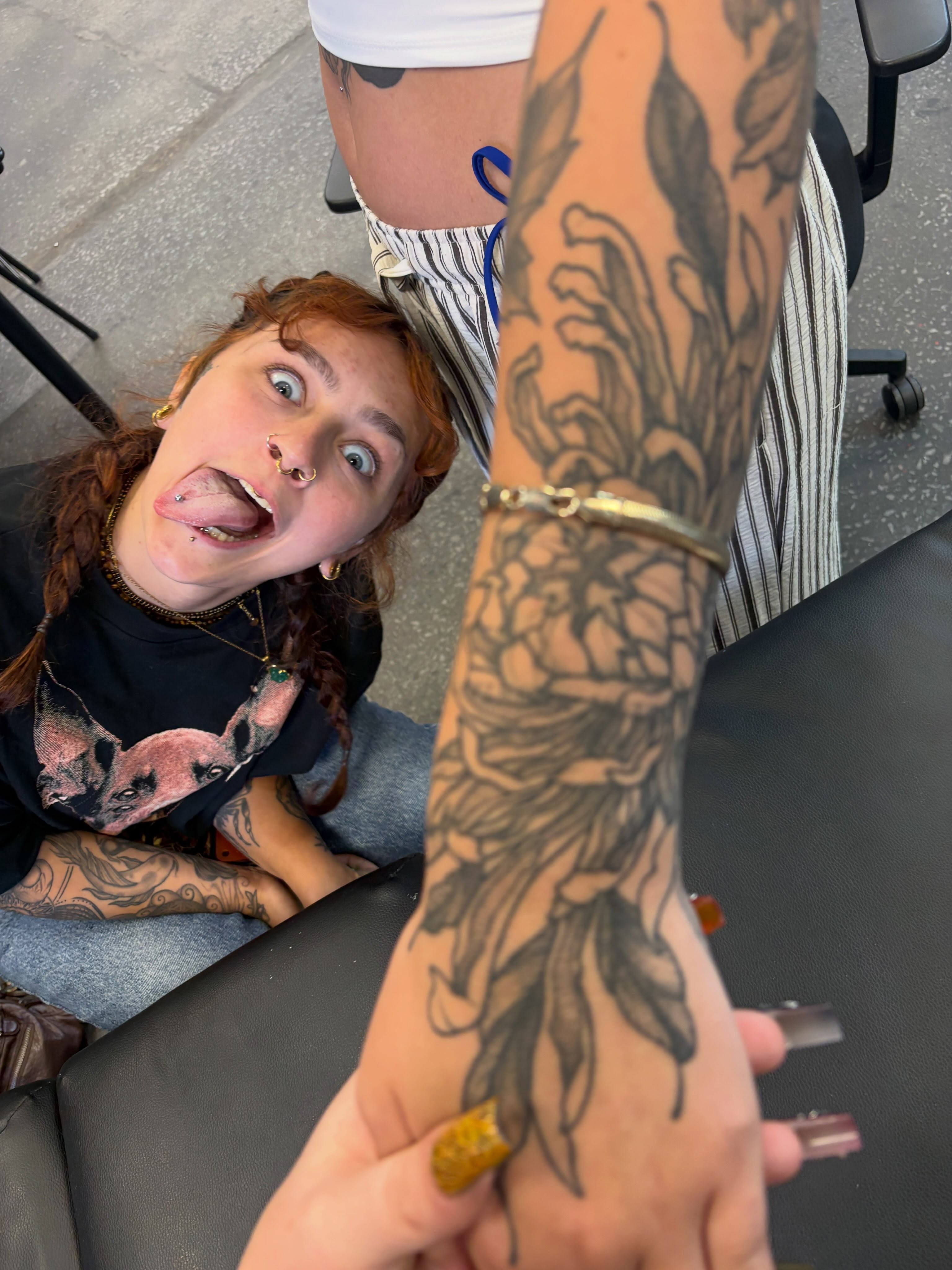 Floral design black and grey tattoo on the upper arm by ✩ 🕯️☾༺♰ gracey ༻☽🕯️✩