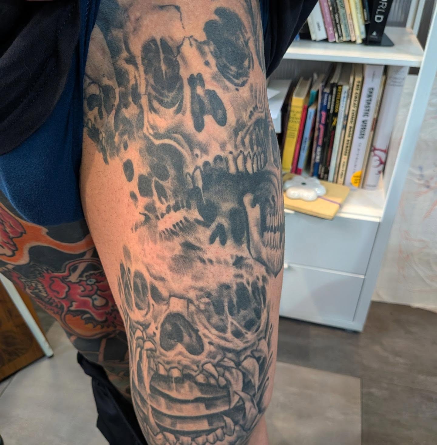 Skull realism tattoo on the forearm by Nic Skrade, Minneapolis, Minnesota