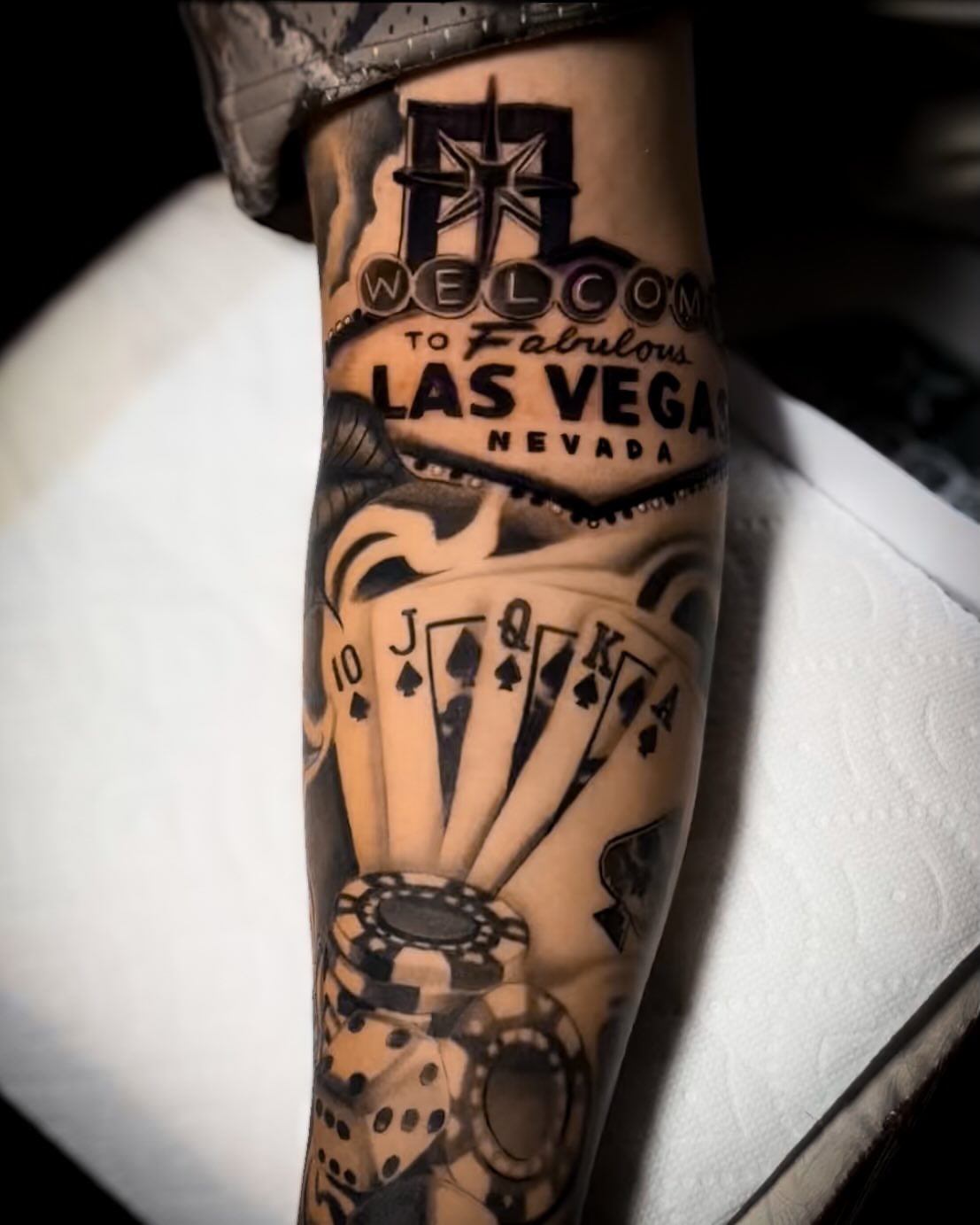 Welcome sign American traditional tattoo on the forearm by J.diaz🎖️