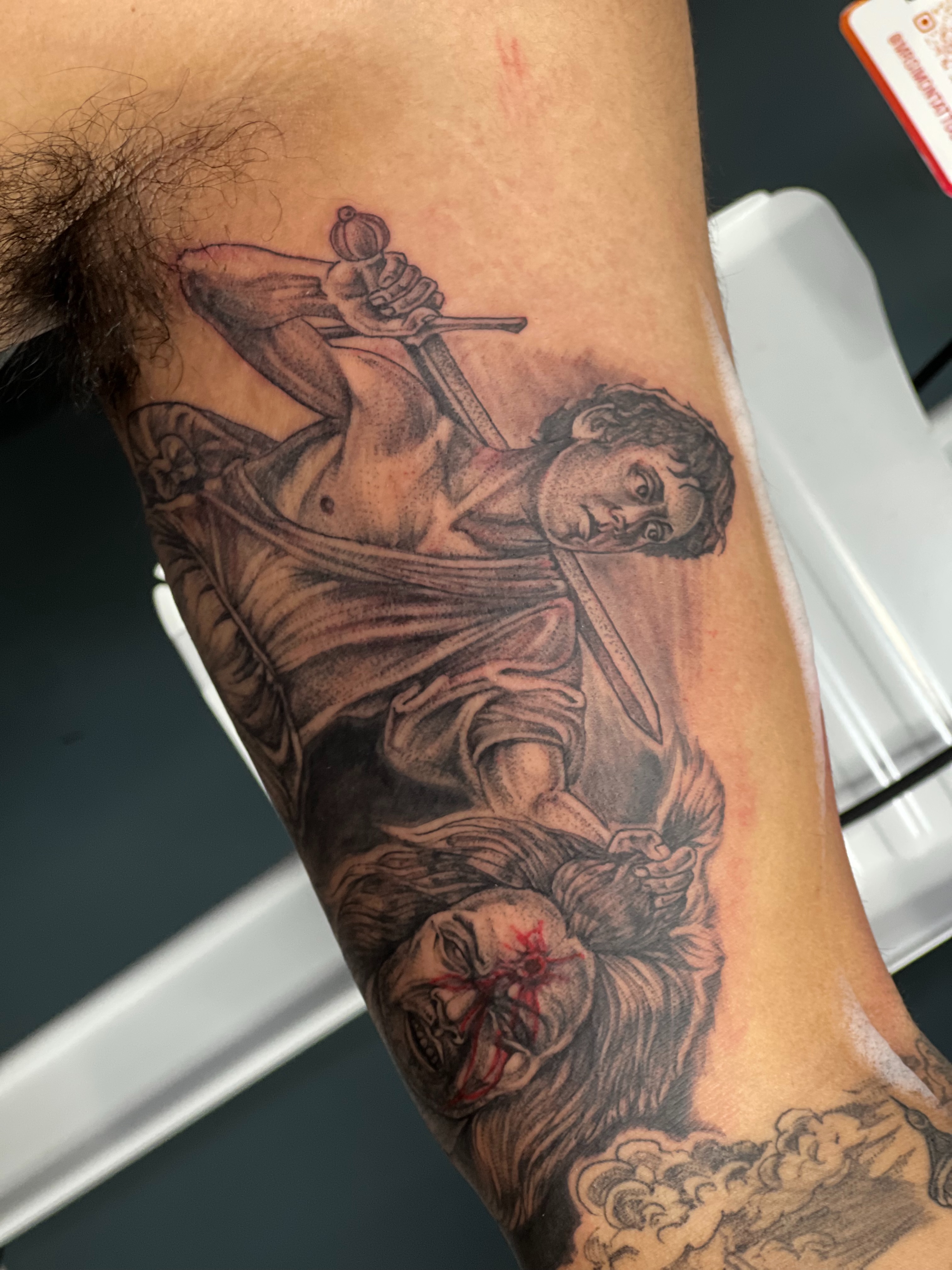 Tattoo by @mrsimontattoo — black_and_grey, realism