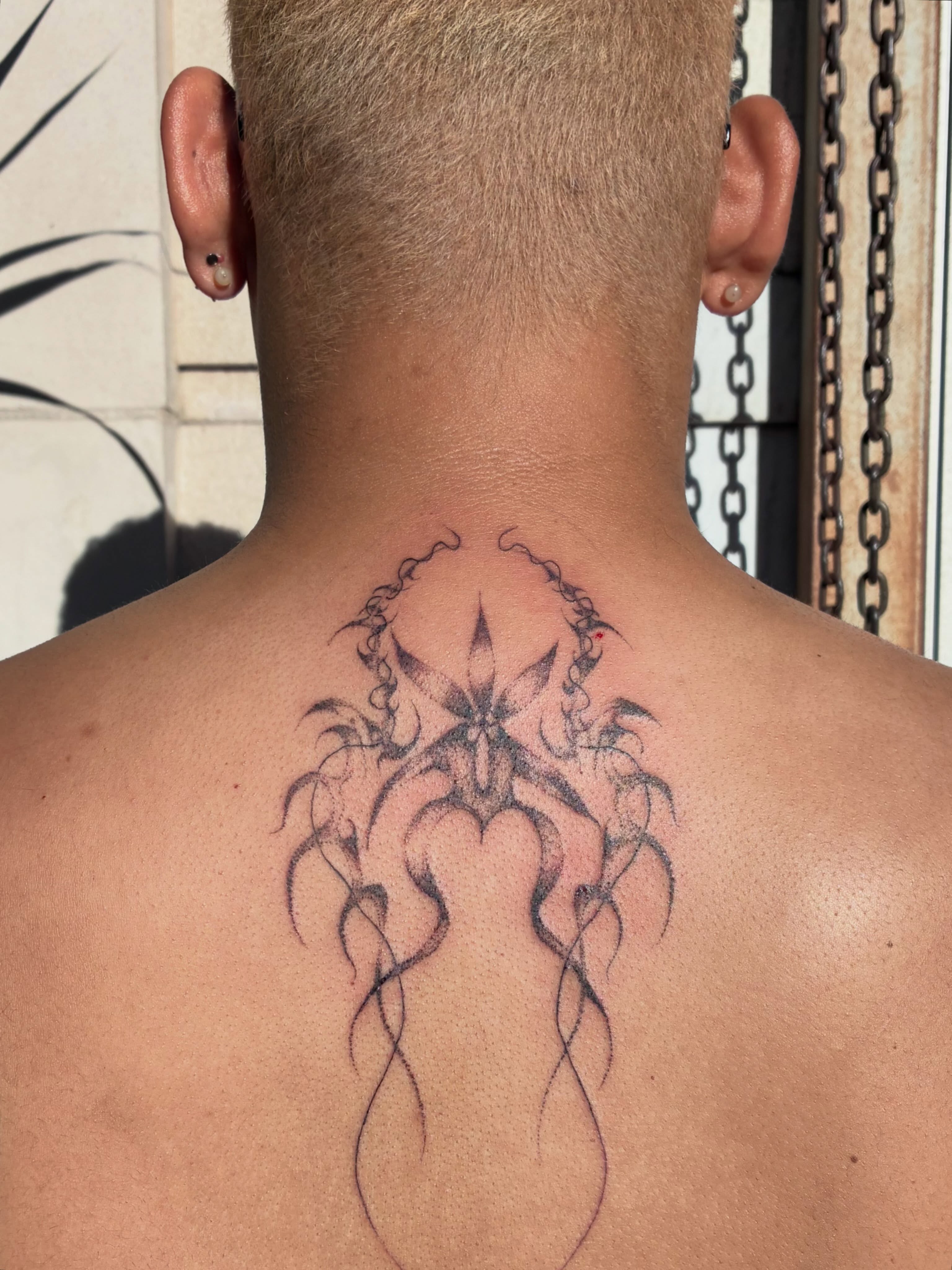 Floral tribal tattoo on the back by ∘≁≀Gæish∀ ⍕ ◯⊂ⅇl⌾tl≀≁∘