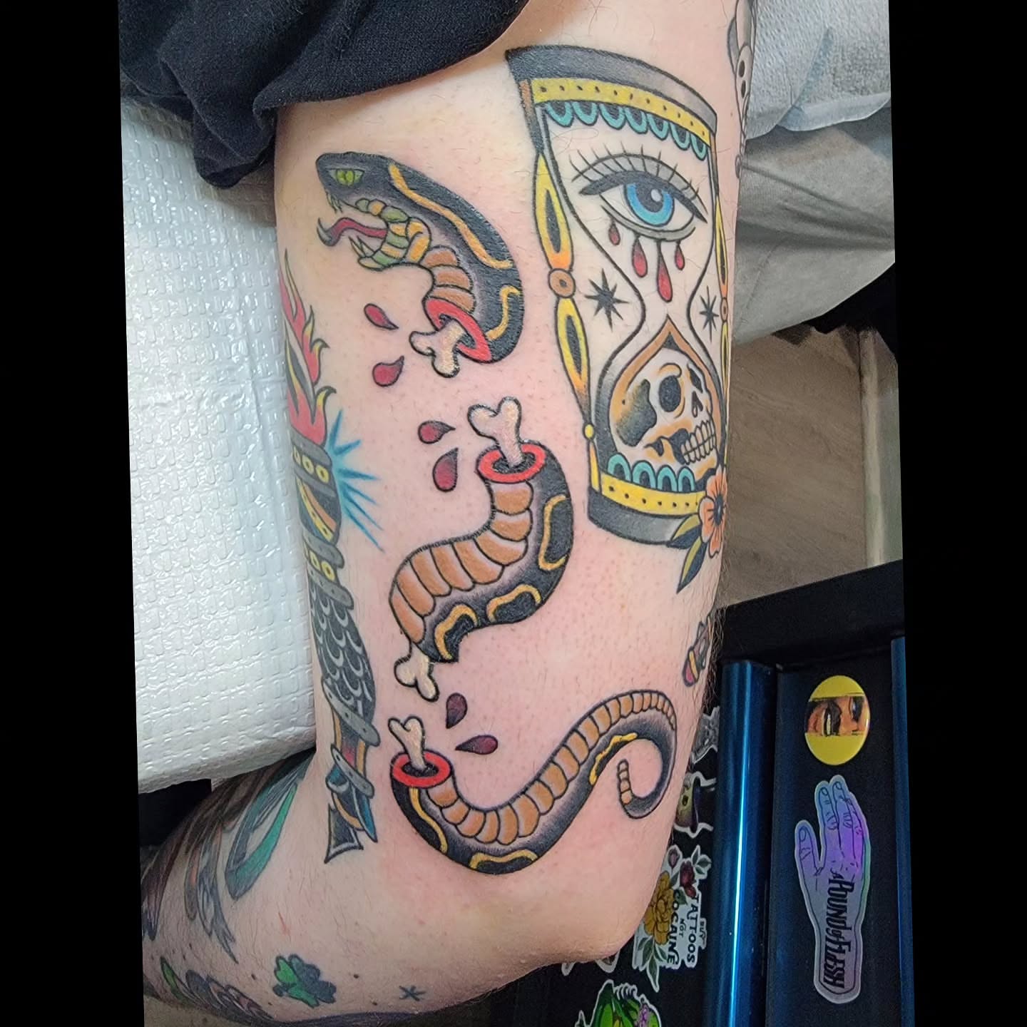 Tattoo by @tattooistgus — american_traditional, dotwork