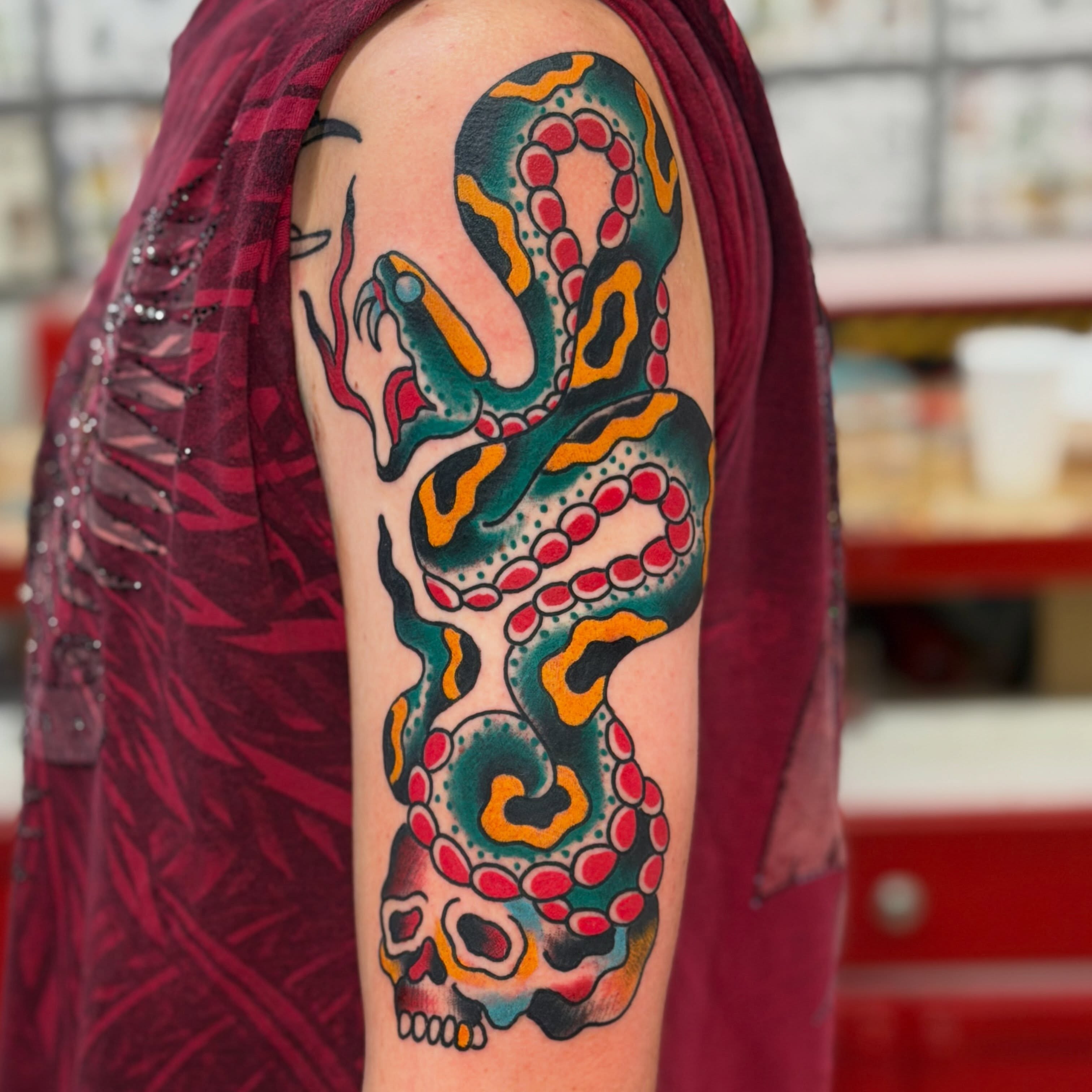 Tattoo by @david_steed — american_traditional, dotwork