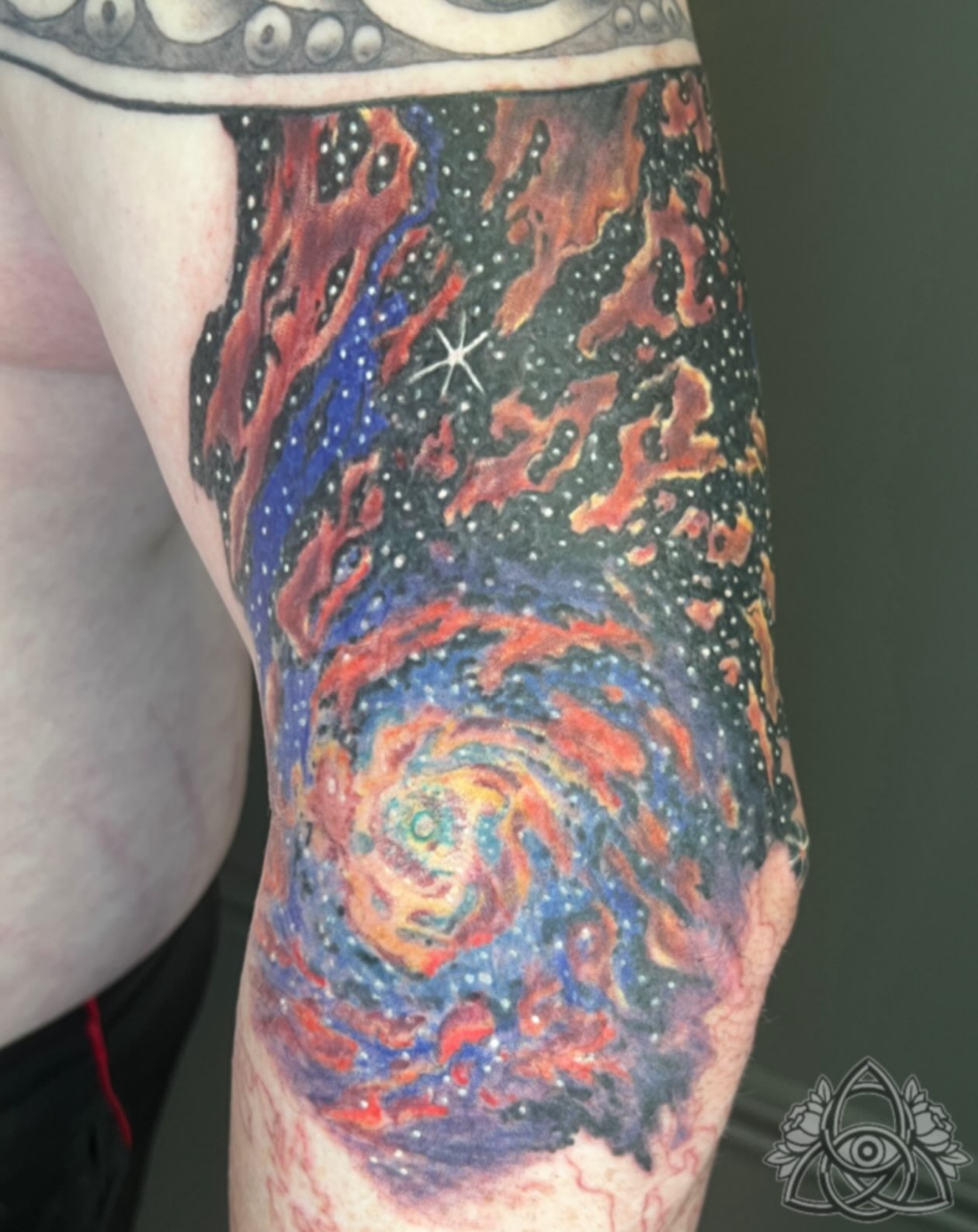 Galaxy dotwork tattoo on the forearm by Michael - Tattoo Garden Everett, Everett, Washington