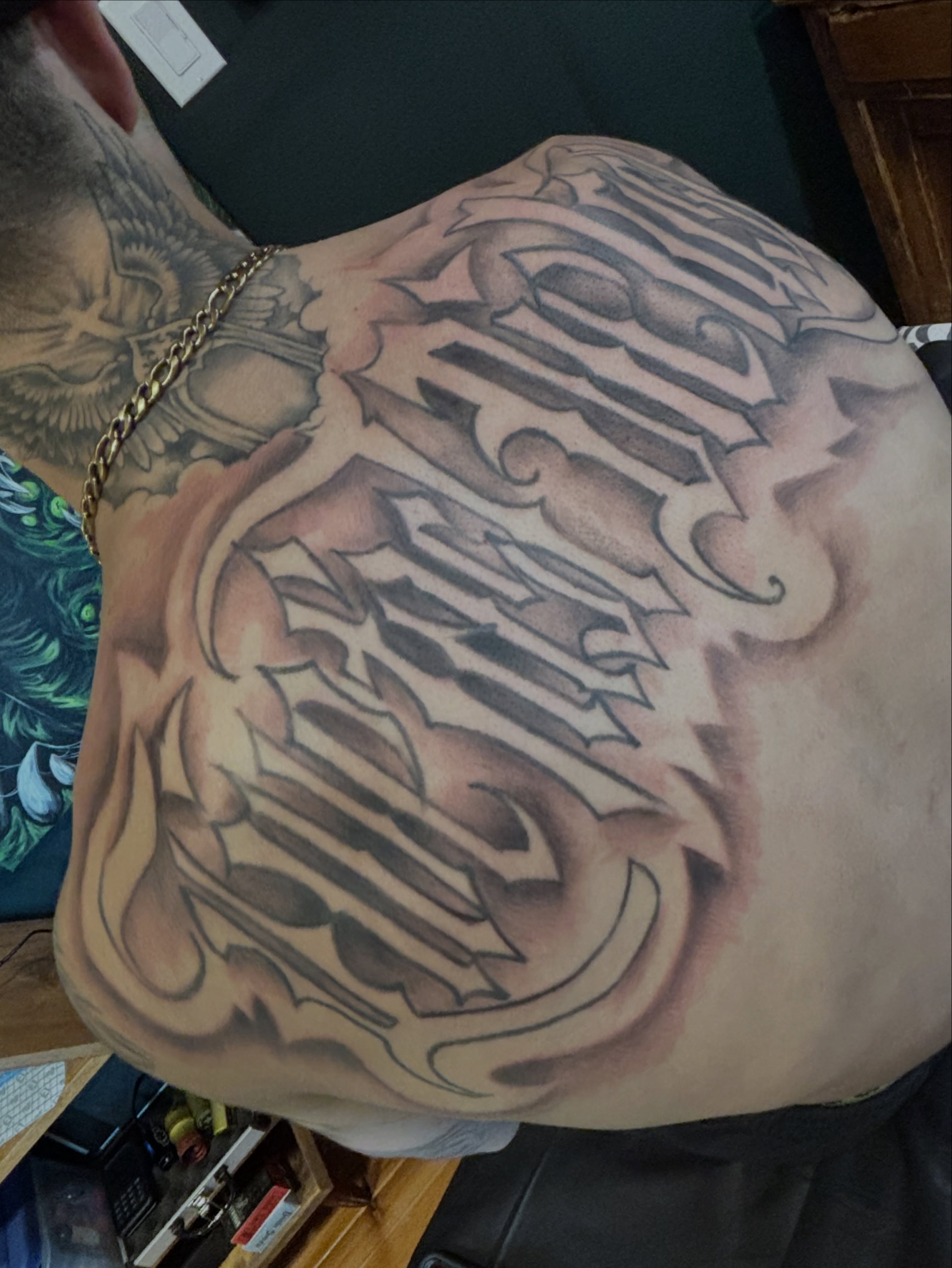Tiger realism tattoo on the chest by Komfort Kristy