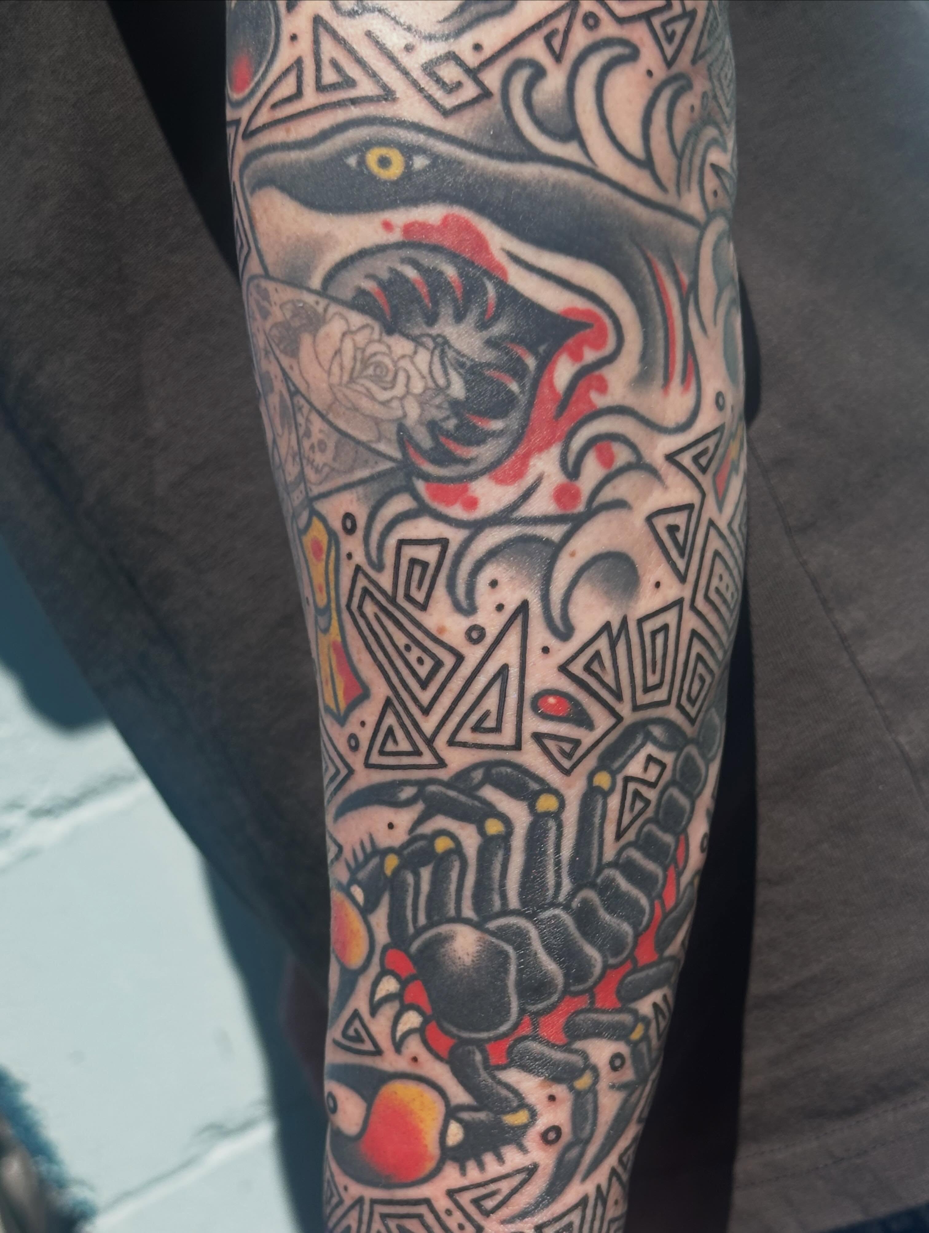 Tattoo by @sammystormtattoo — american_traditional, geometric