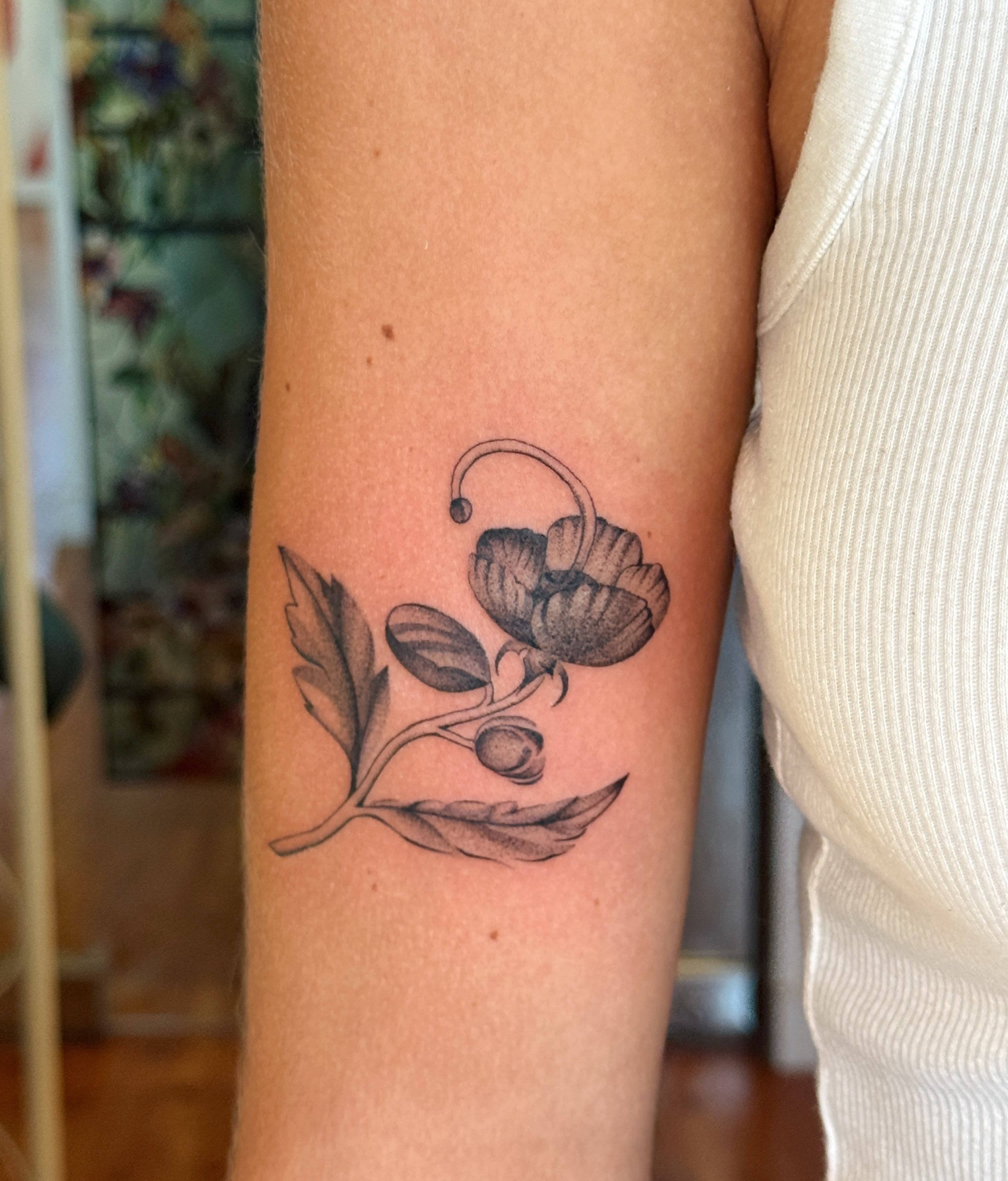Cherry blossom black and grey tattoo on the forearm by tattoos by miss jackie o 🎱