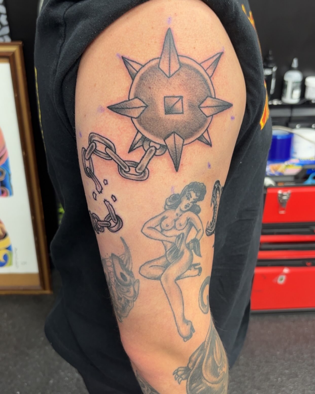 Tattoo by @tattoohaven_fxbg_va โ american_traditional, black_and_grey