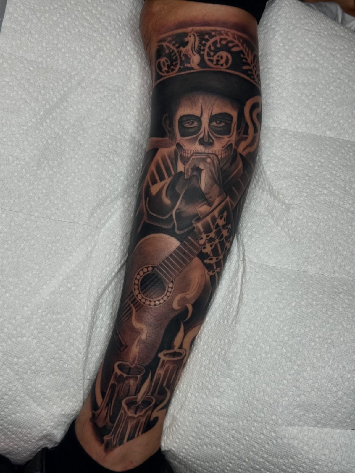 Tattoo by @thekidevantattoos — black_and_grey, realism