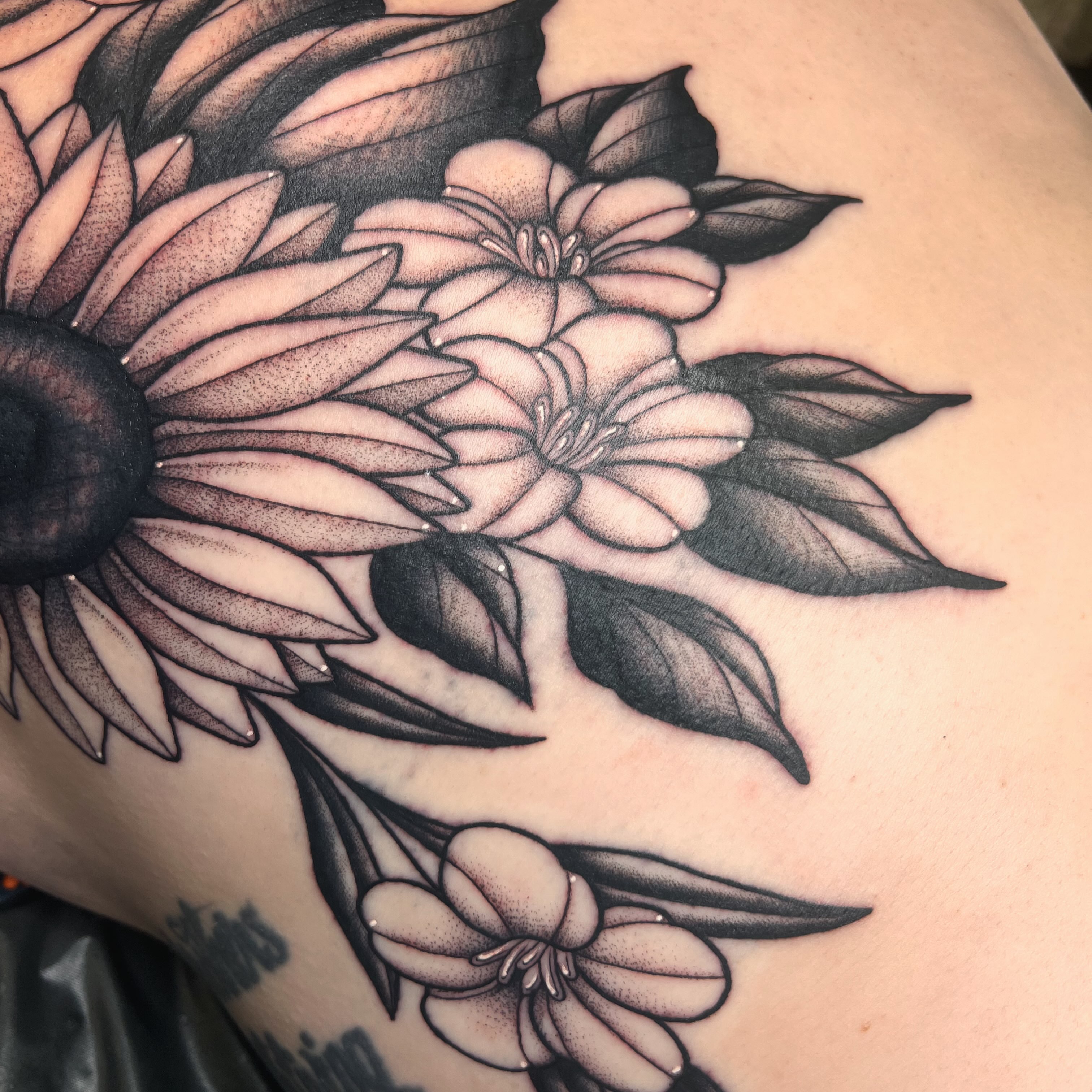 Flowers realism tattoo on the shoulder by ♛Mollie Evans