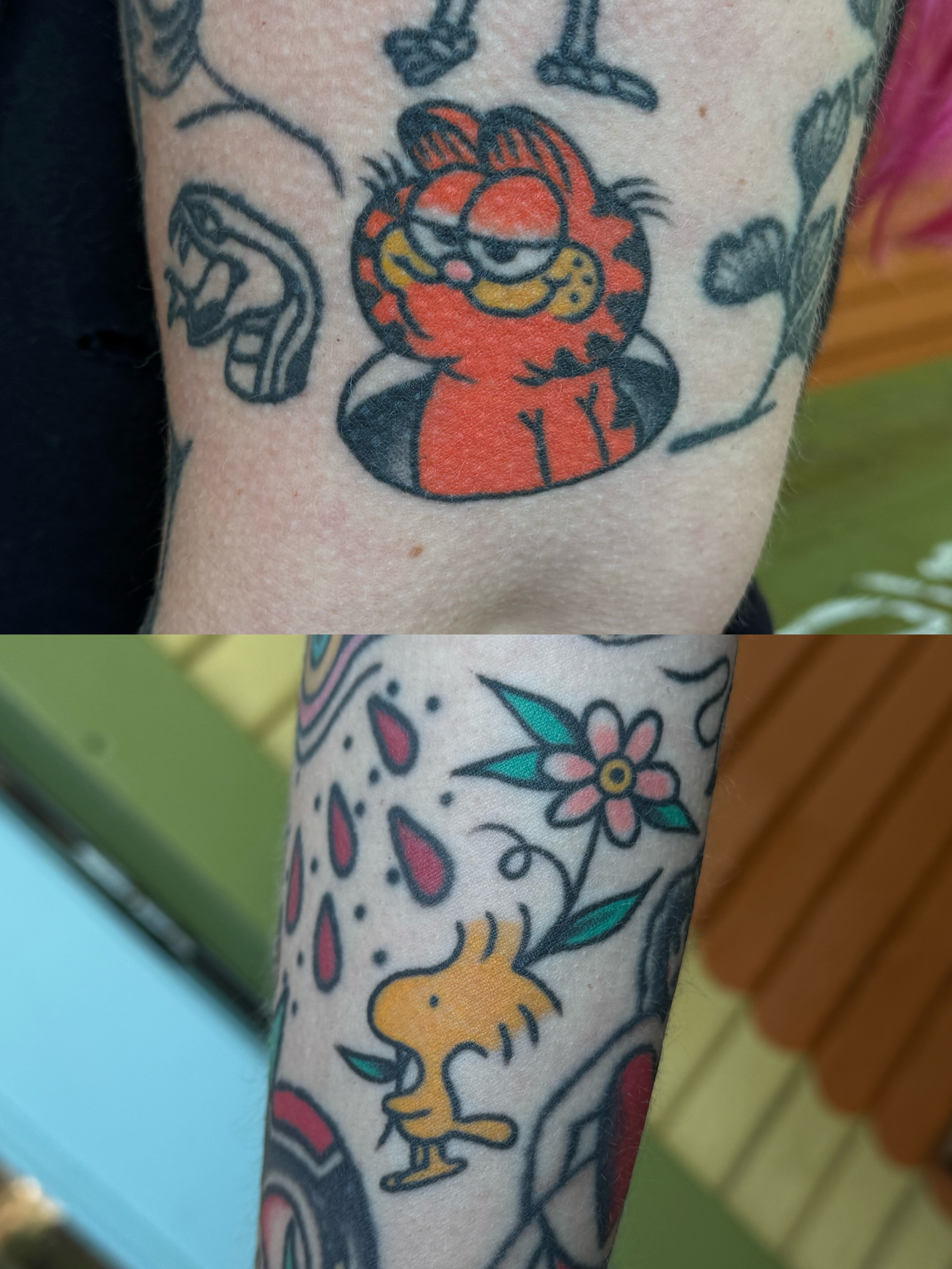 Garfield American traditional tattoo on the forearm by 🍓miranda joon bradbury🍓
