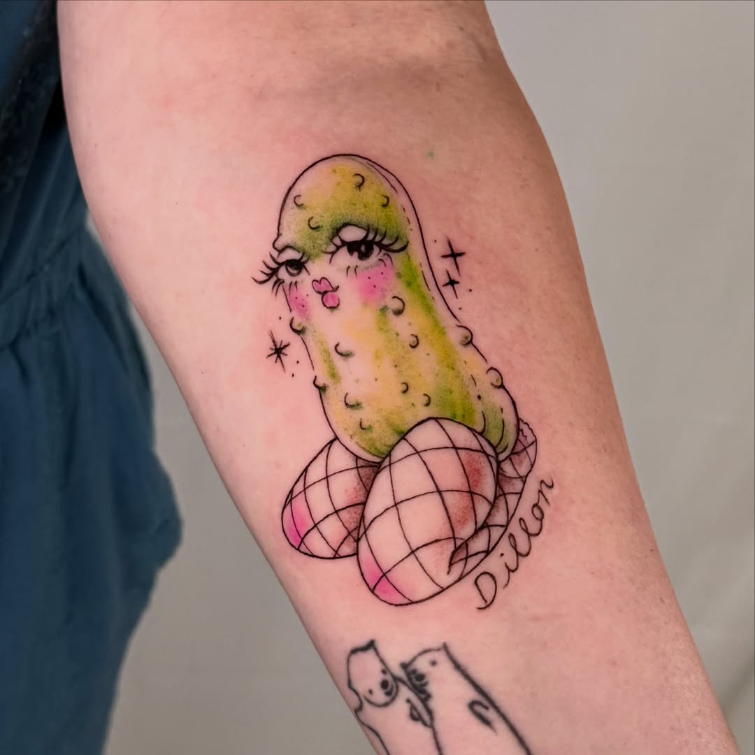 Pickle dotwork tattoo on the forearm by tattooz by megz