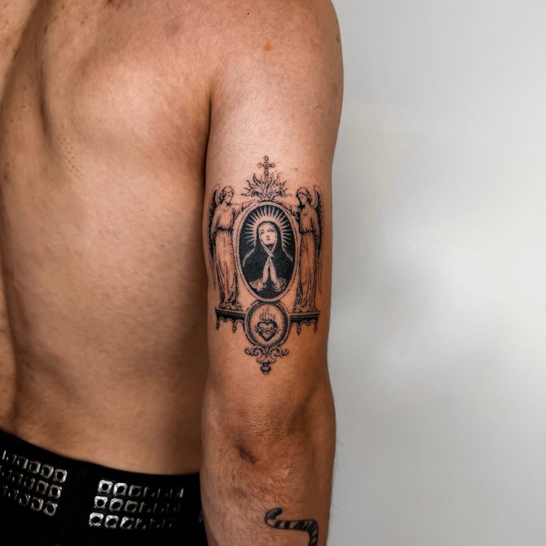 Tattoo by @handpokeforever — black_and_grey