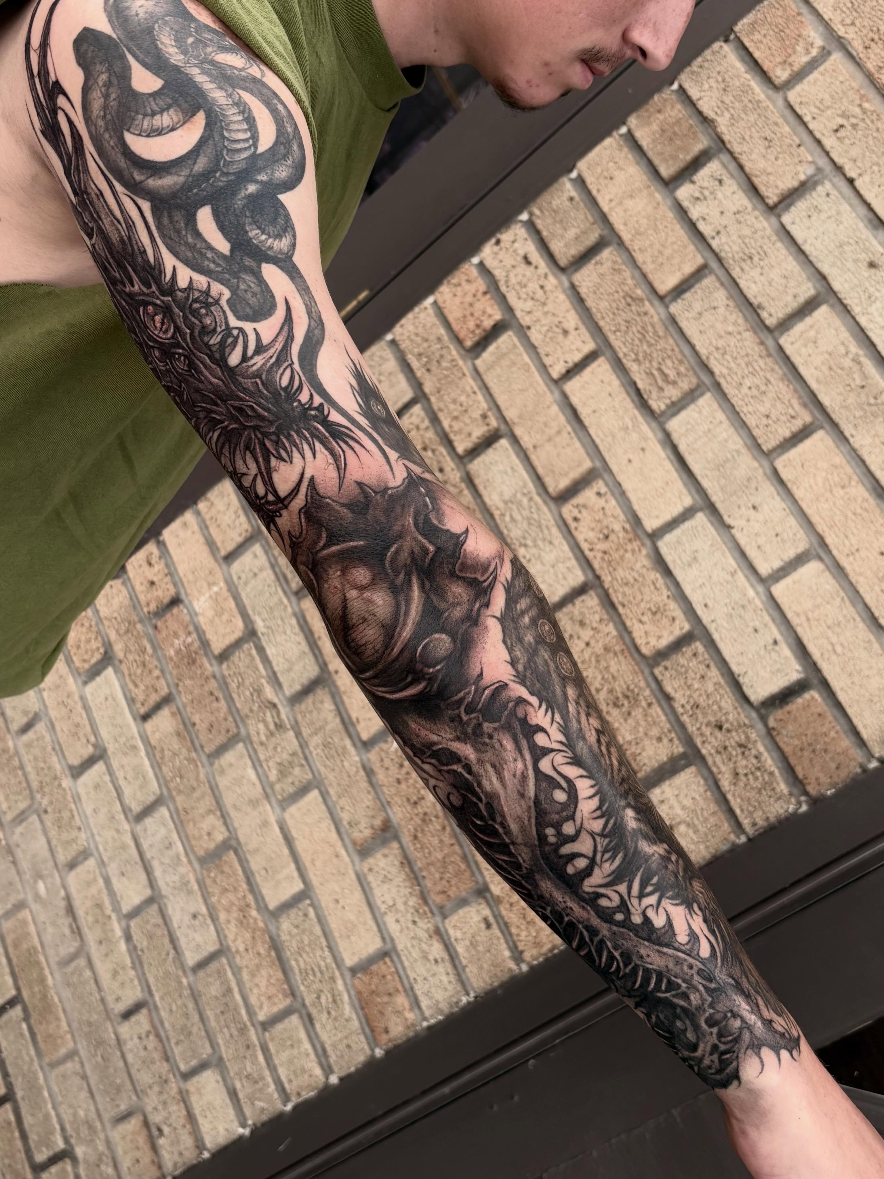 Tattoo by @lynscorpse — black_and_grey, realism