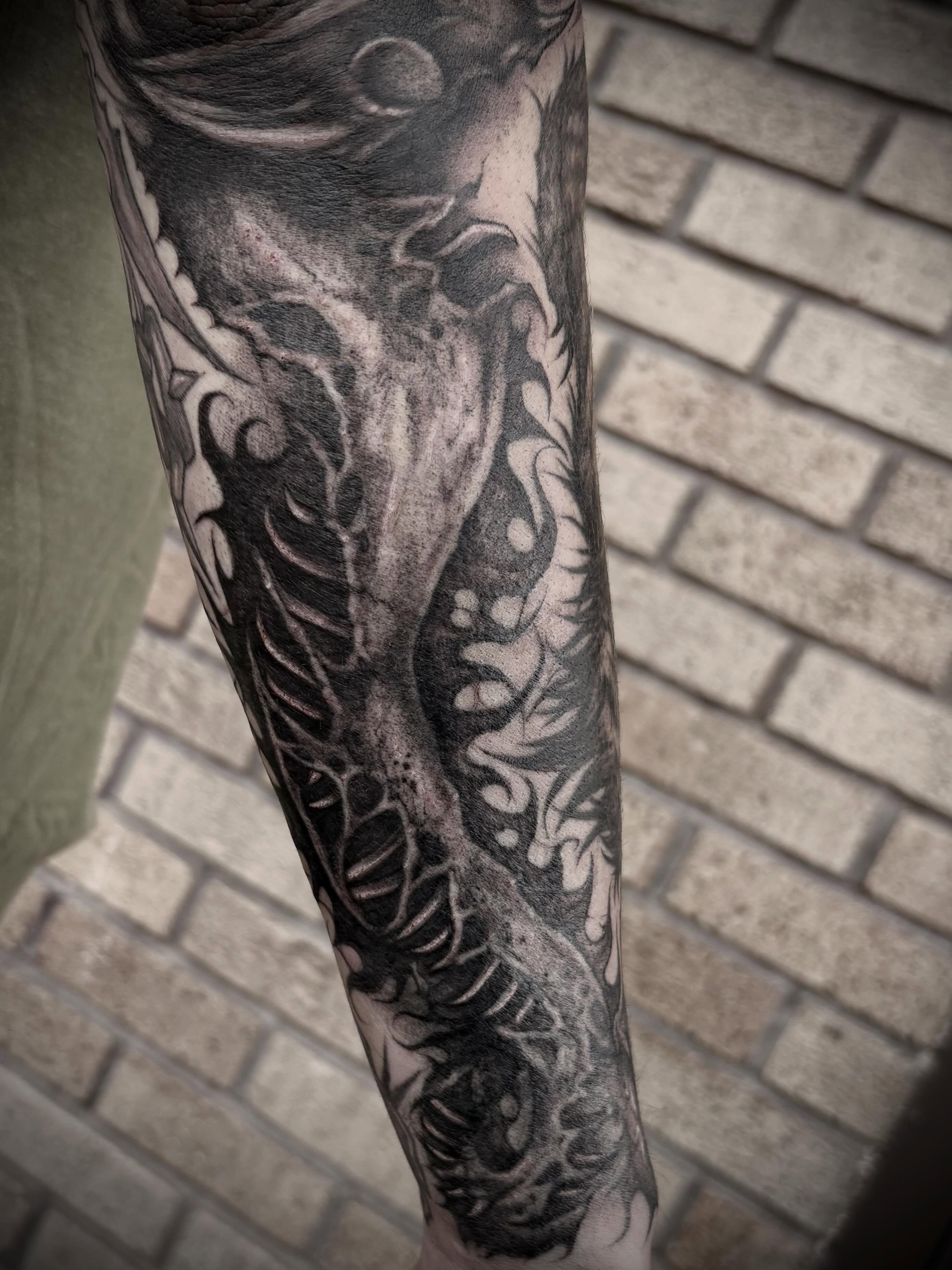 Tattoo by @lynscorpse — black_and_grey, realism