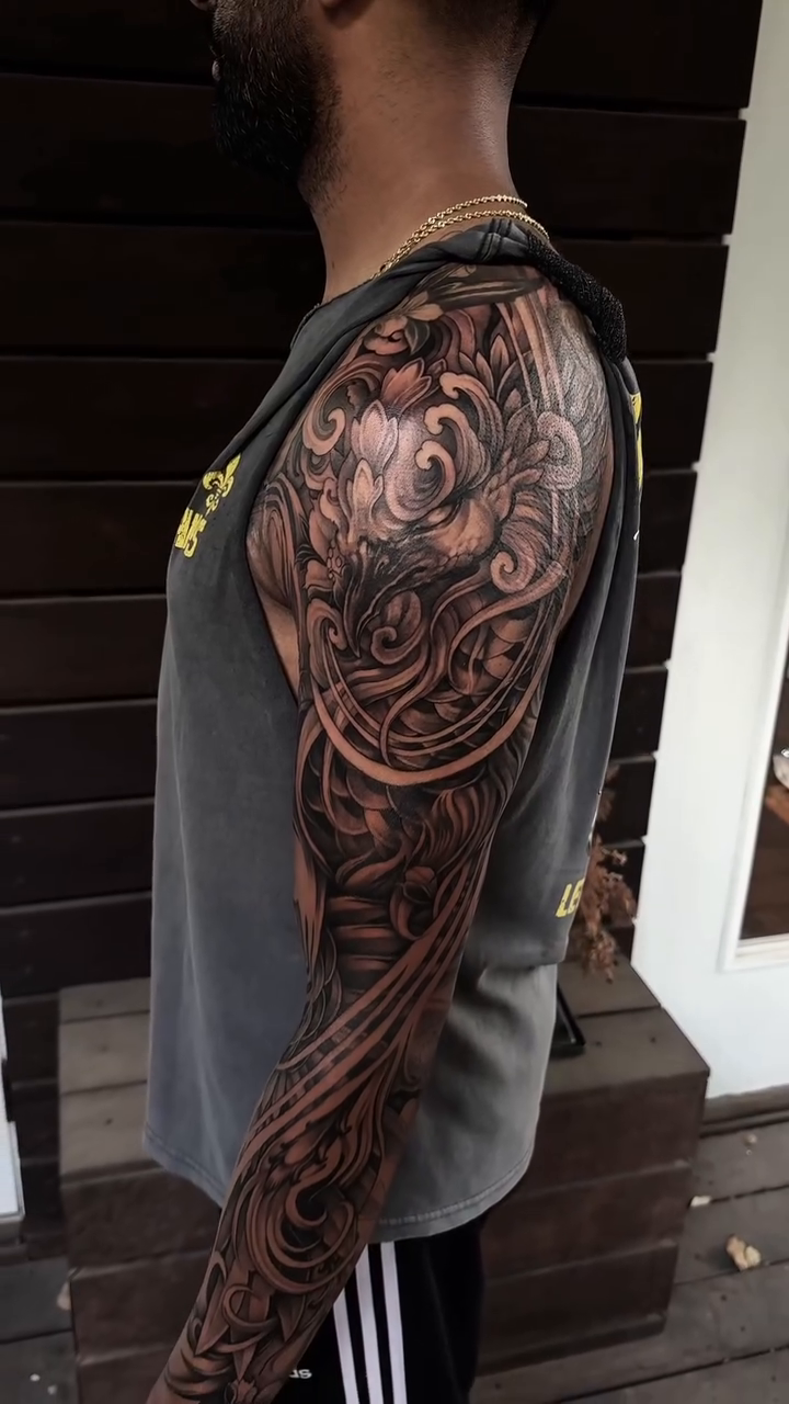 Ornamental sleeve ornamental tattoo by Jennal Wang