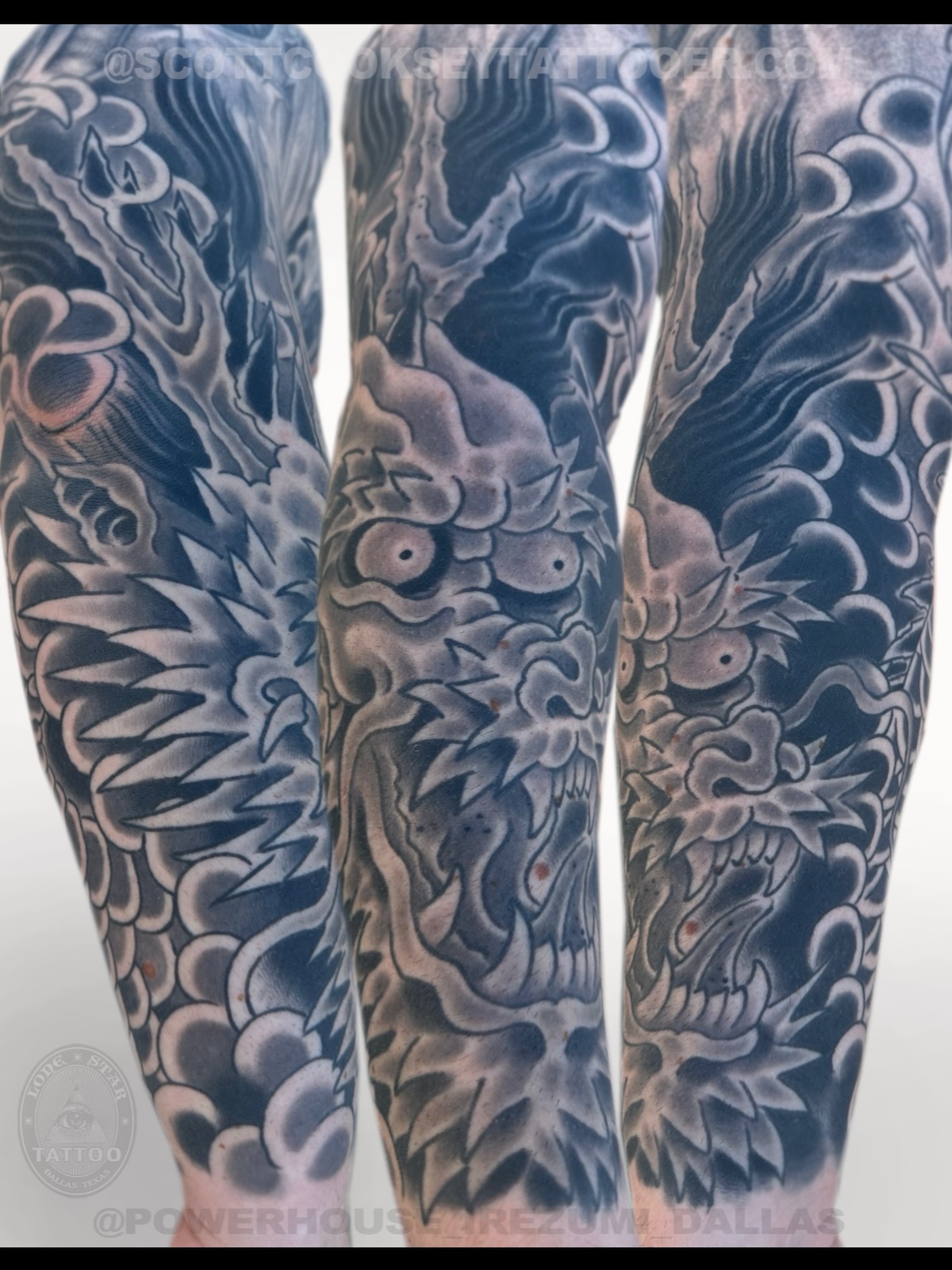 Dragon japanese irezumi tattoo on the forearm by Scott Allen Cooksey, Plano, Texas