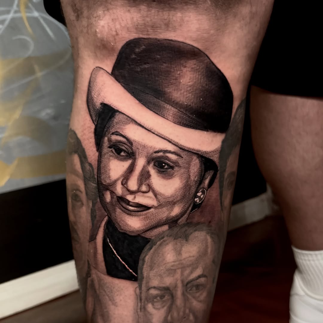 Tattoo by @tainotattoos β realism, black_and_grey