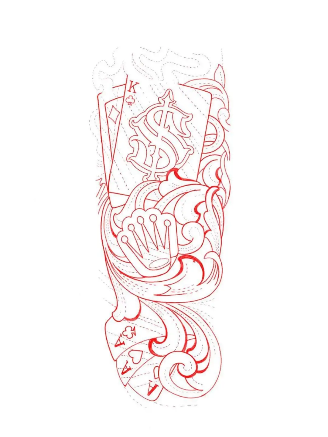 Playing card and crown American traditional tattoo on the forearm by DGzinn