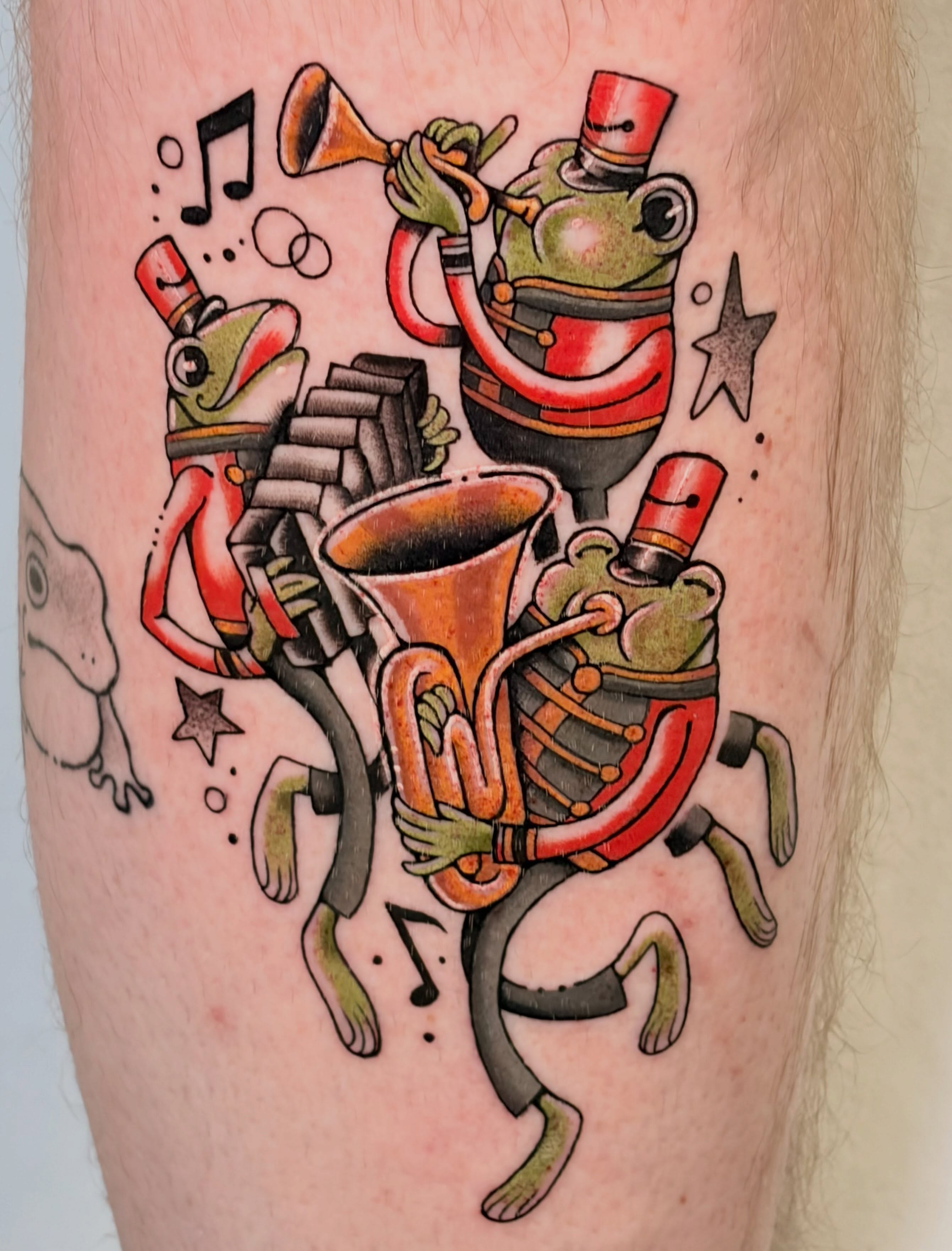 Frog band American traditional tattoo on the forearm by π»ππππ β½ πΏππππ, Franklin, Tennessee