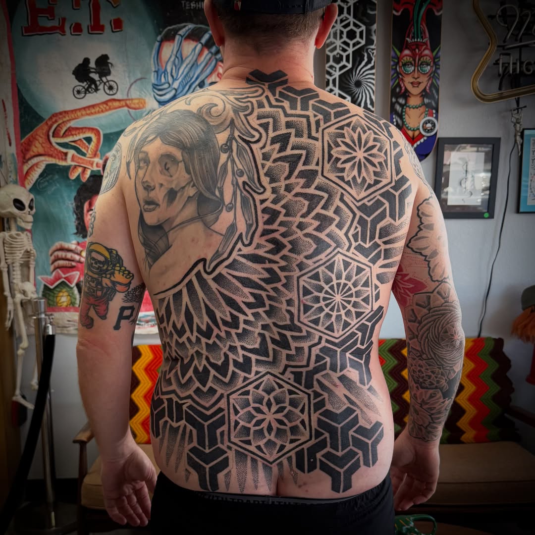 Tattoo by @chadjphillips — dotwork, geometric