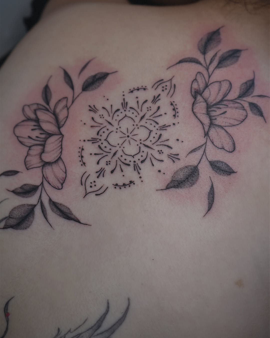 Tattoo by @burningrebelliontattoo β dotwork, ornamental